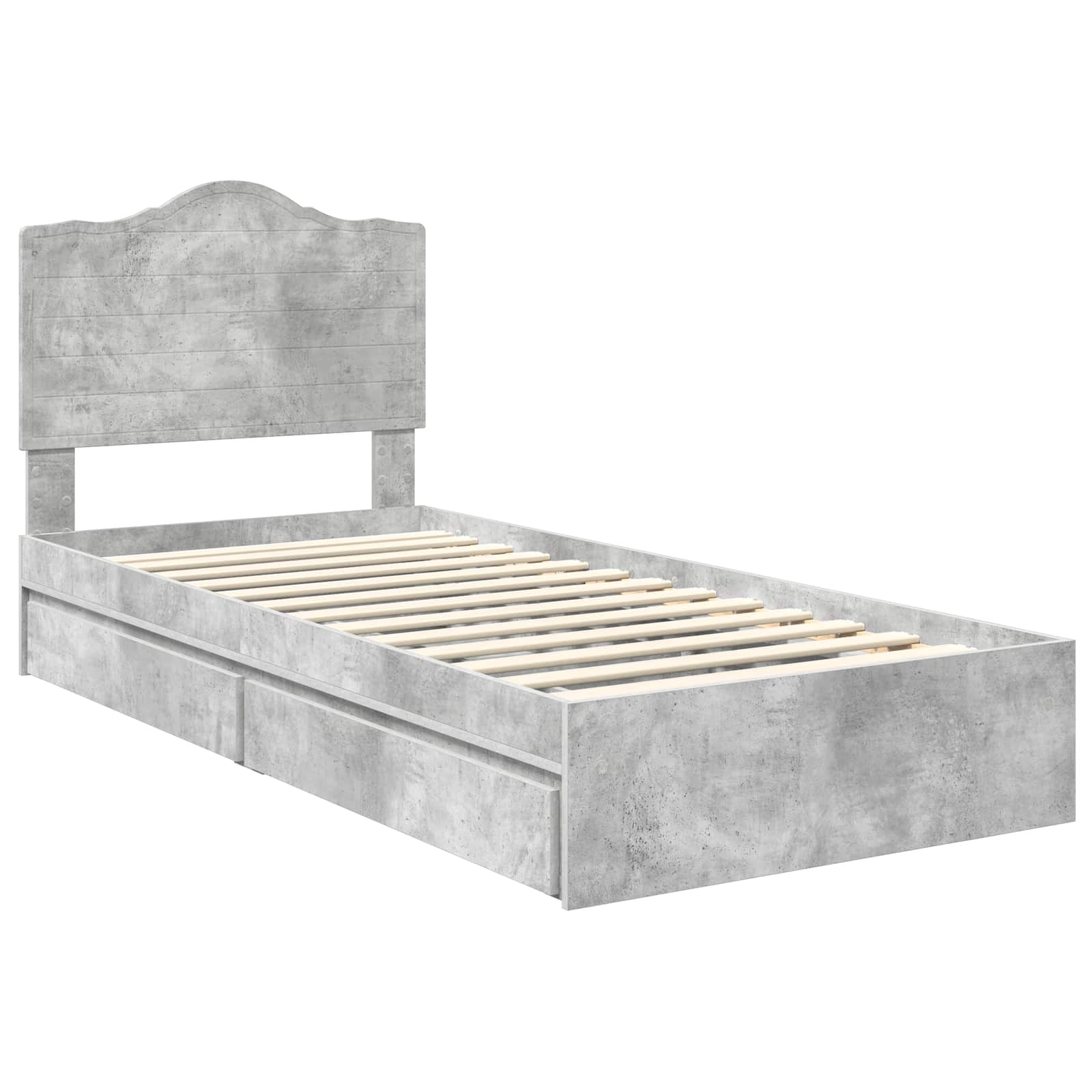 Krevet s od storage Betonski sivi 90 x 190 cm Konstruirano drvo