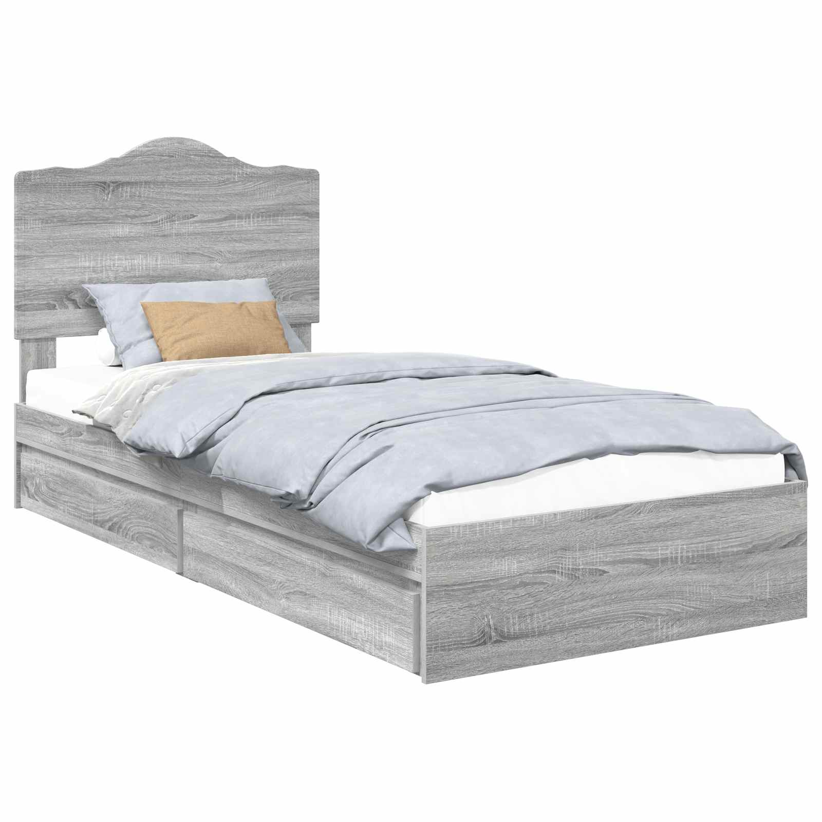 Krevet s od storage Siva Sonoma 70 x 190 cm Konstruirano drvo