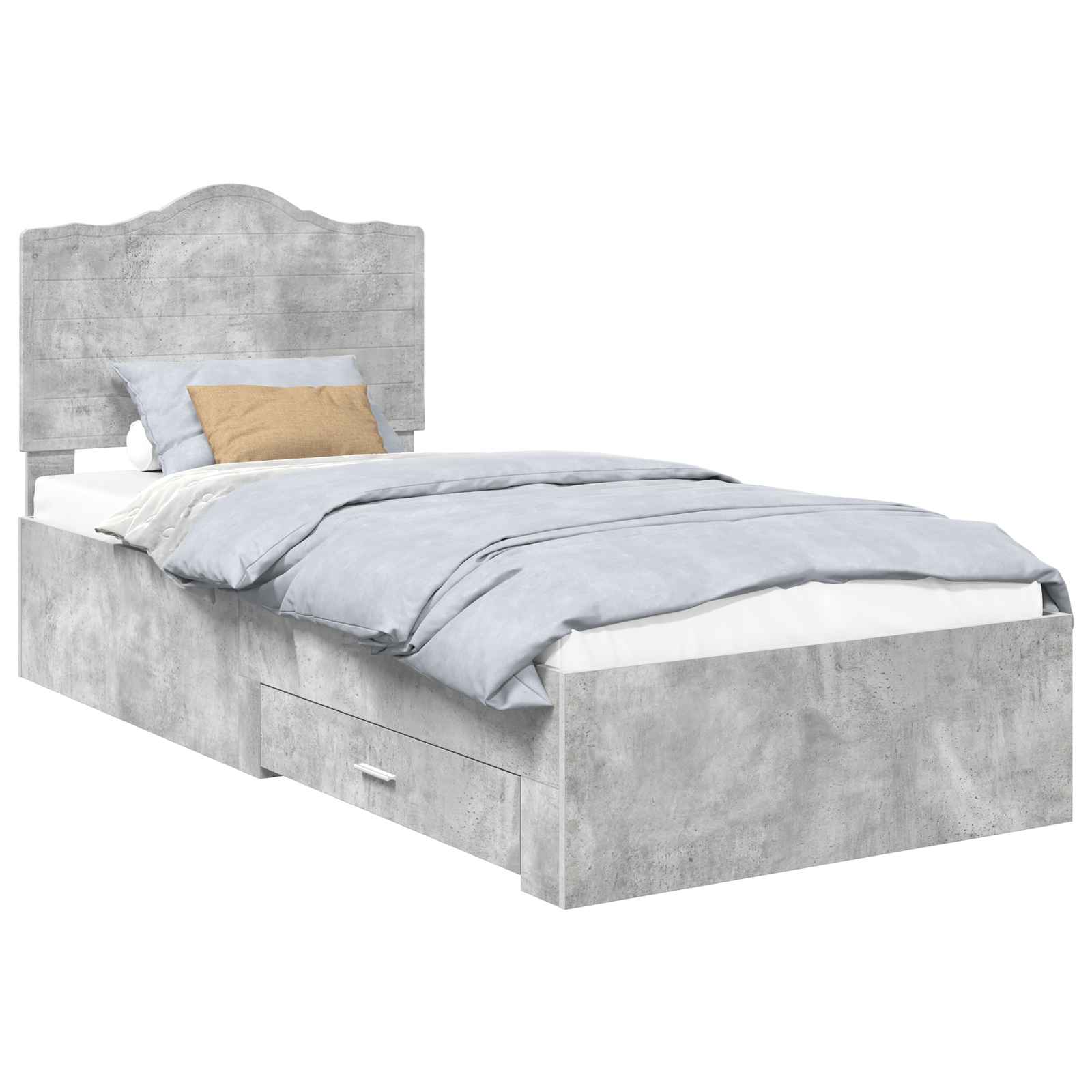 Krevetna konstrukcija s uzglavljem Betonski sivi 90 x 190 cm