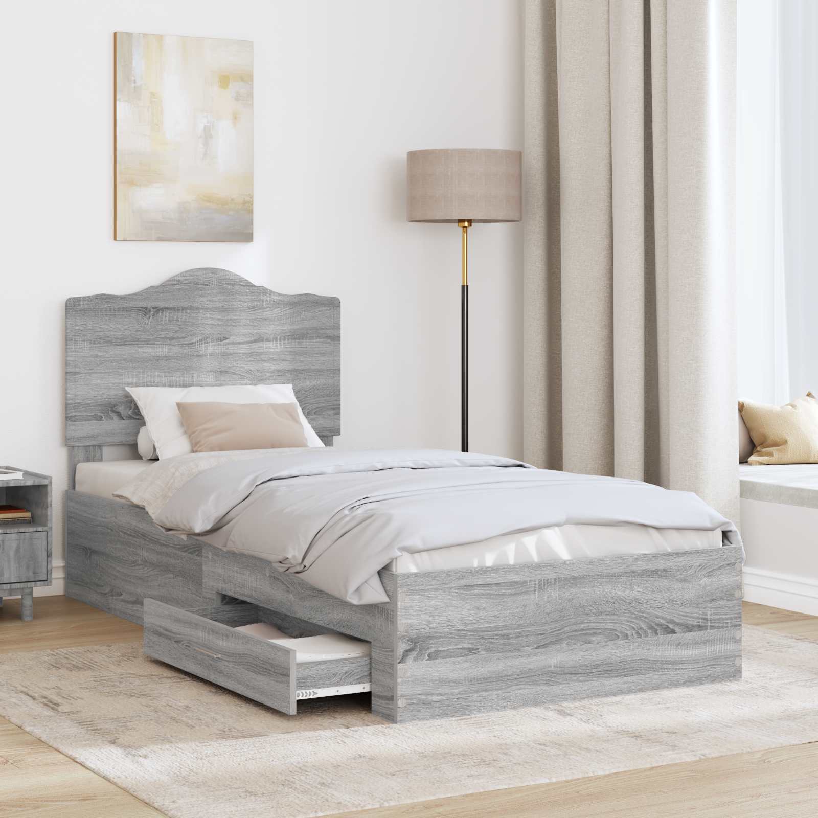 Krevetna konstrukcija Siva Sonoma 75 x 190 cm Konstruirano drvo