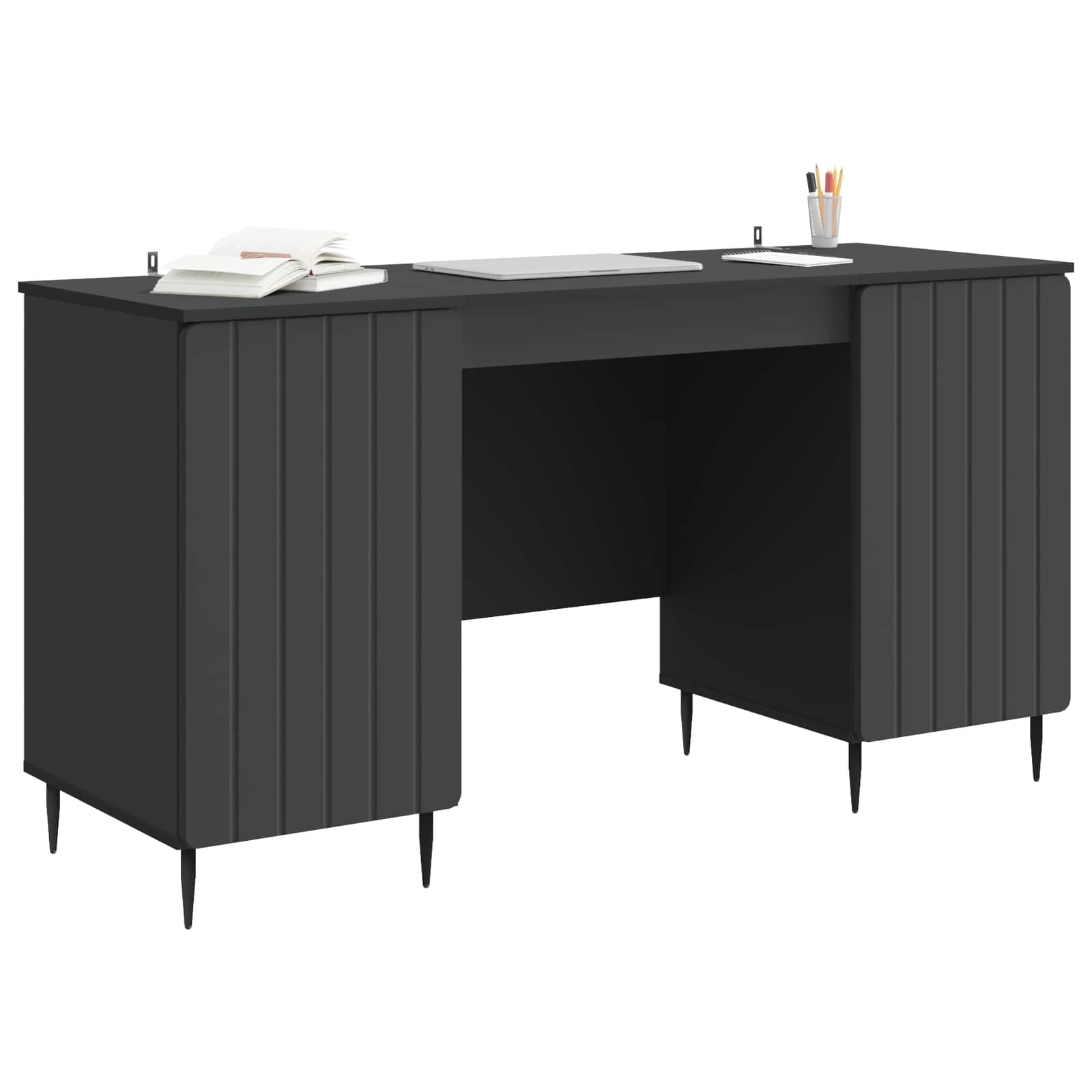 Stol s policom Crna 142,5 x 50 x 75 cm Konstruirano drvo