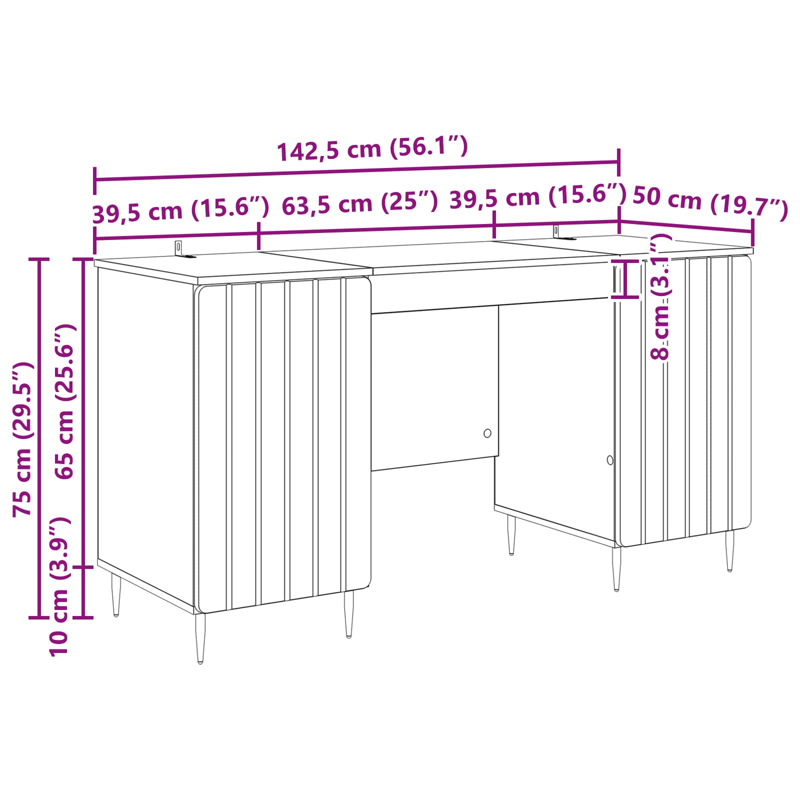 Stol Betonska siva 142,5 x 50 x 75 cm Konstruirano drvo