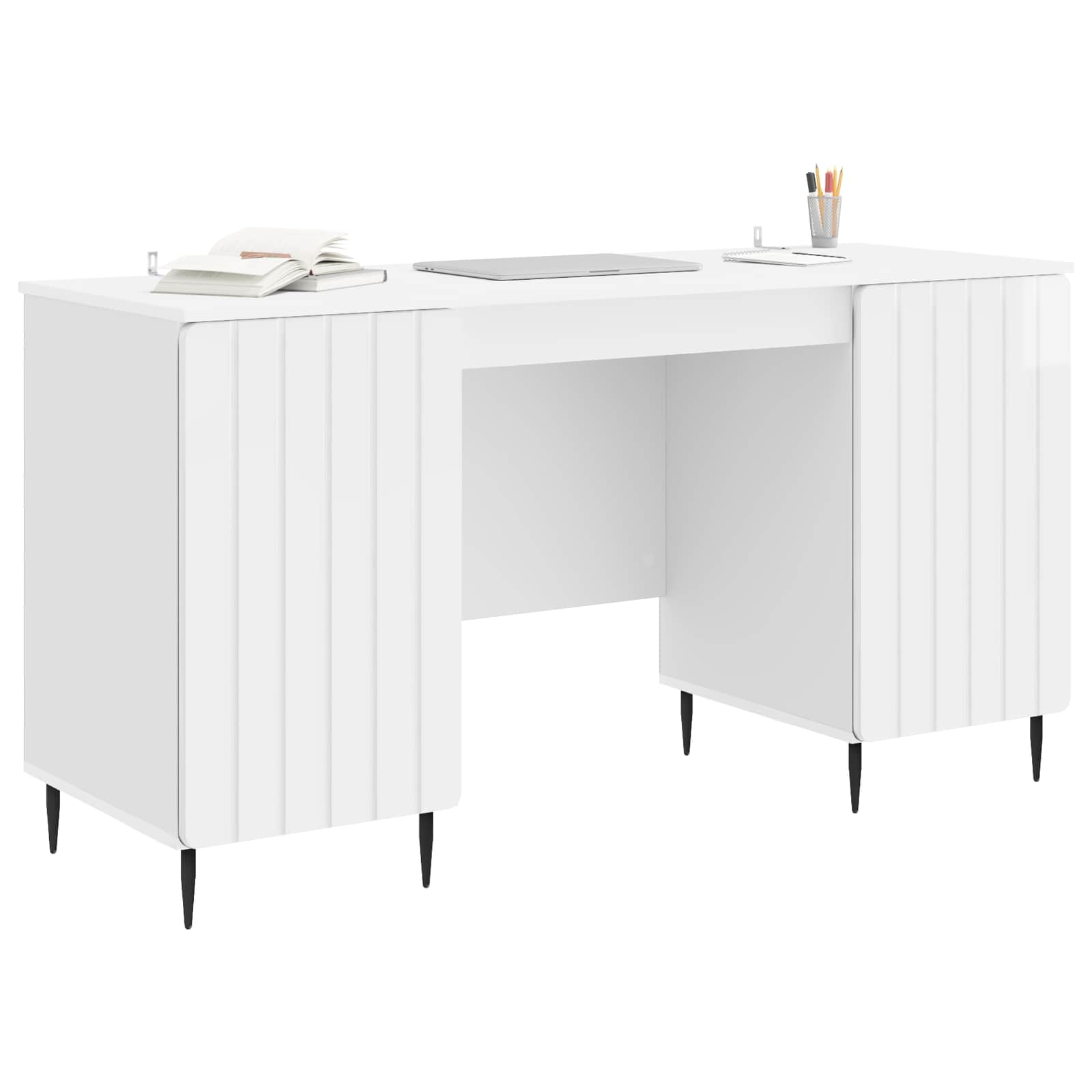 Stol Bijela visokog sjaja 142,5 x 50 x 75 cm Konstruirano drvo