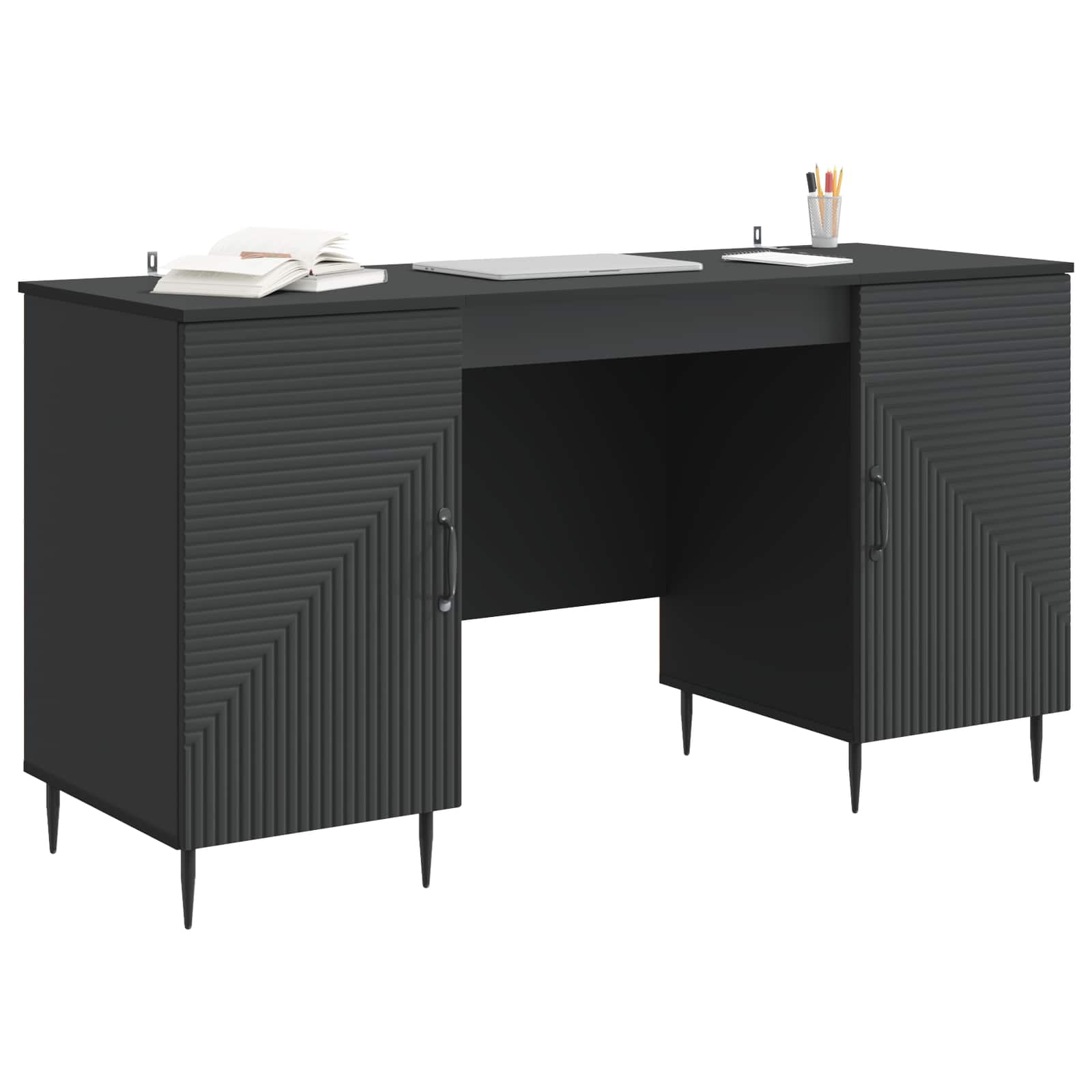 Stol s policom Crna 142,5 x 50 x 75 cm Konstruirano drvo