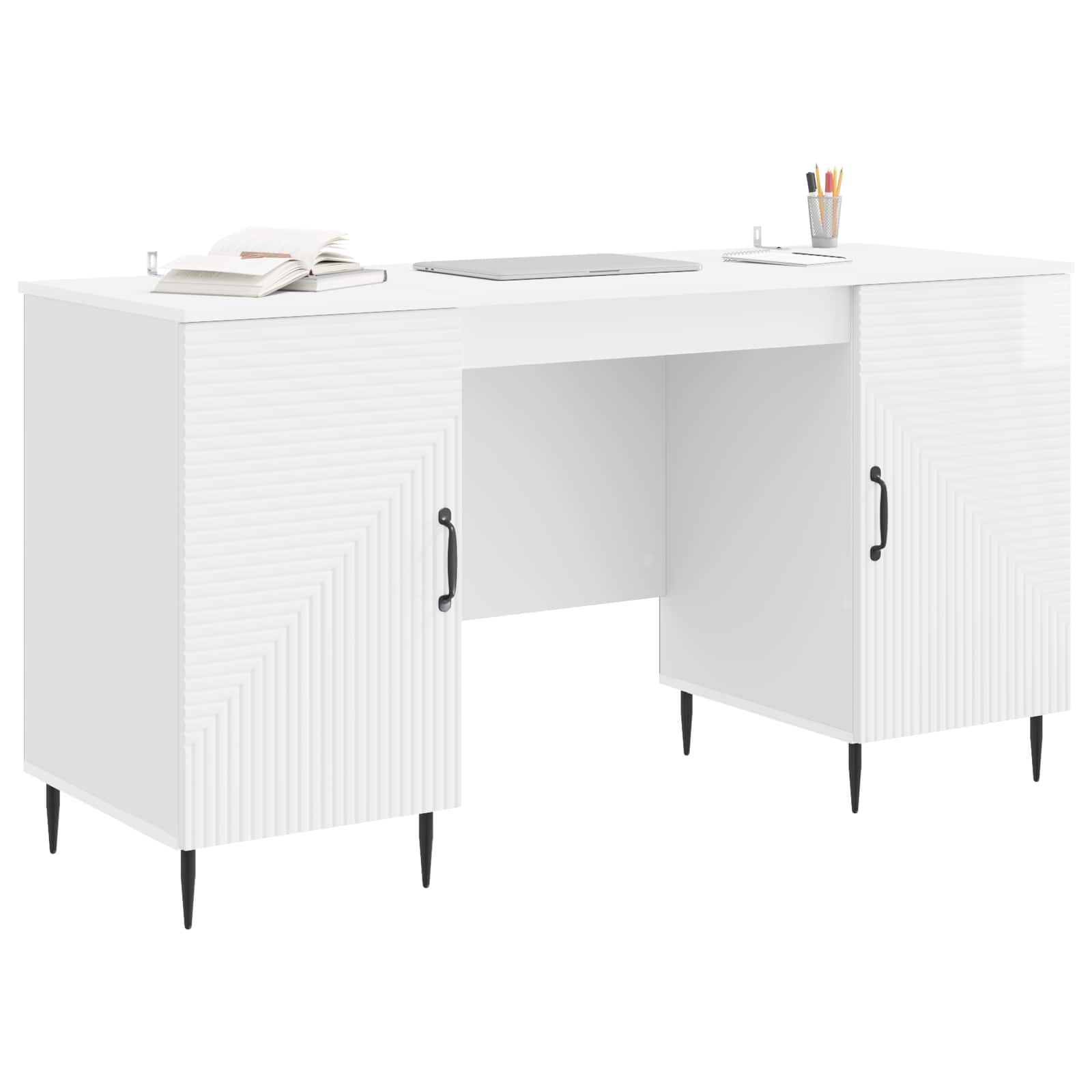 Stol Bijela visokog sjaja 142,5 x 50 x 75 cm Konstruirano drvo