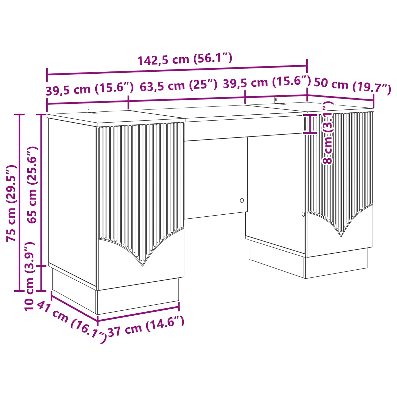 Stol Betonska siva 142,5 x 50 x 75 cm Konstruirano drvo