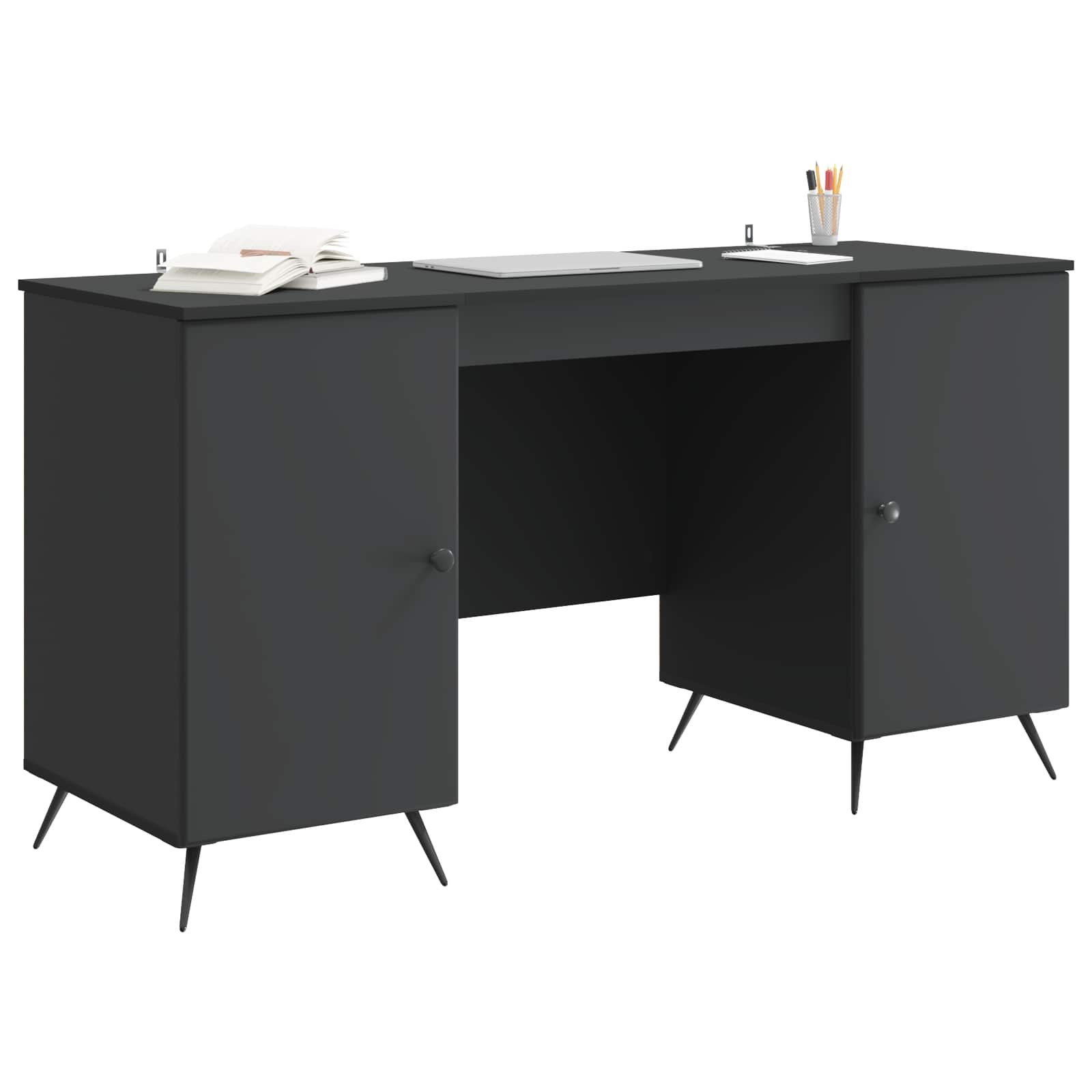 Stol s policom Crna 142,5 x 50 x 75 cm Konstruirano drvo