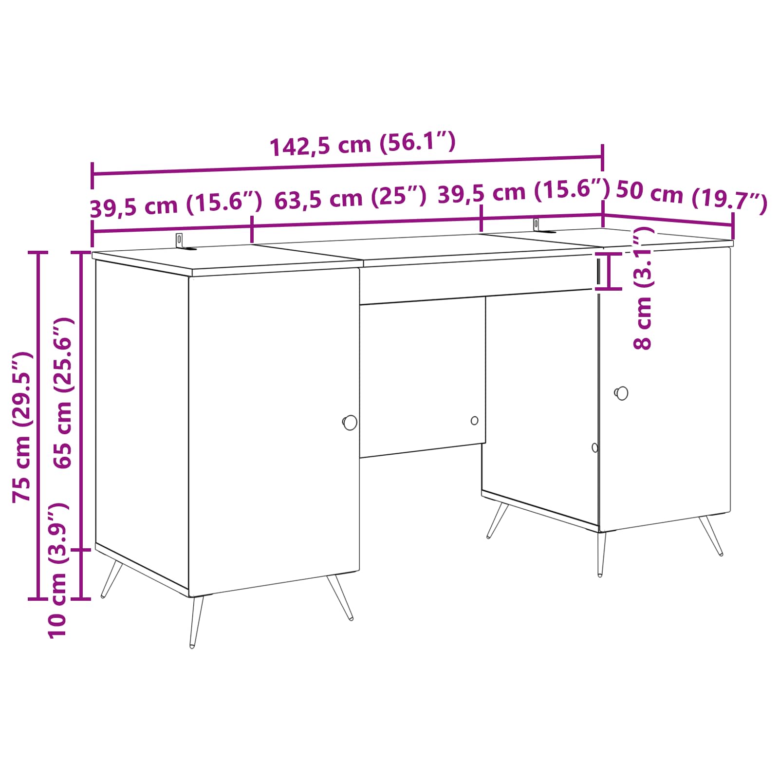Stol Betonska siva 142,5 x 50 x 75 cm Konstruirano drvo