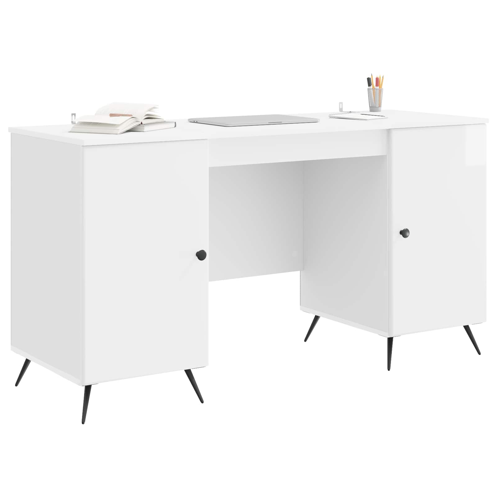 Stol Bijela visokog sjaja 142,5 x 50 x 75 cm Konstruirano drvo