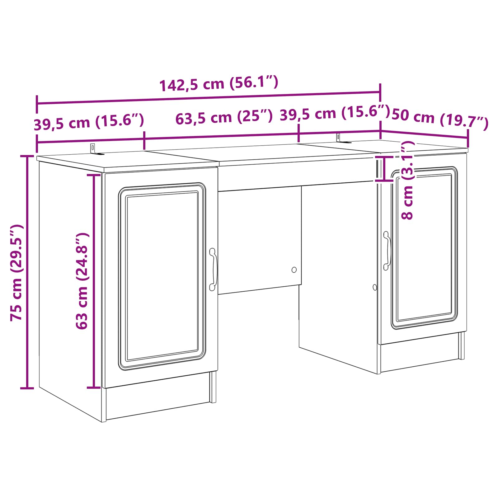 Stol Betonska siva 142,5 x 50 x 75 cm Konstruirano drvo