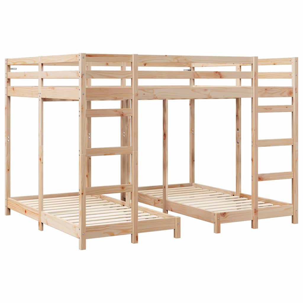 Trokatni krevet Prirodna 80 / 200 x 200 cm Čvrsto borovo drvo