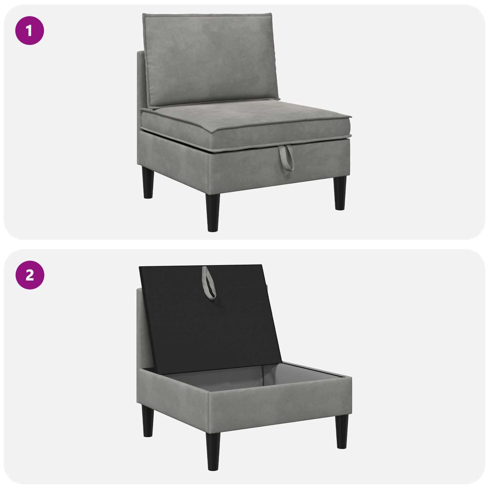 Sofa s pohranom Svjetlosiva Baršun