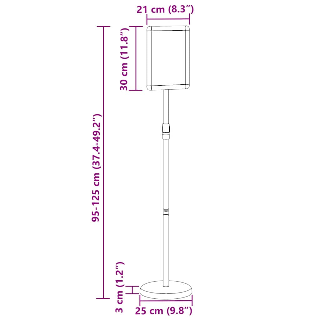 Stalci za sajmove Crna 25 x 25 x 125 cm Aluminij