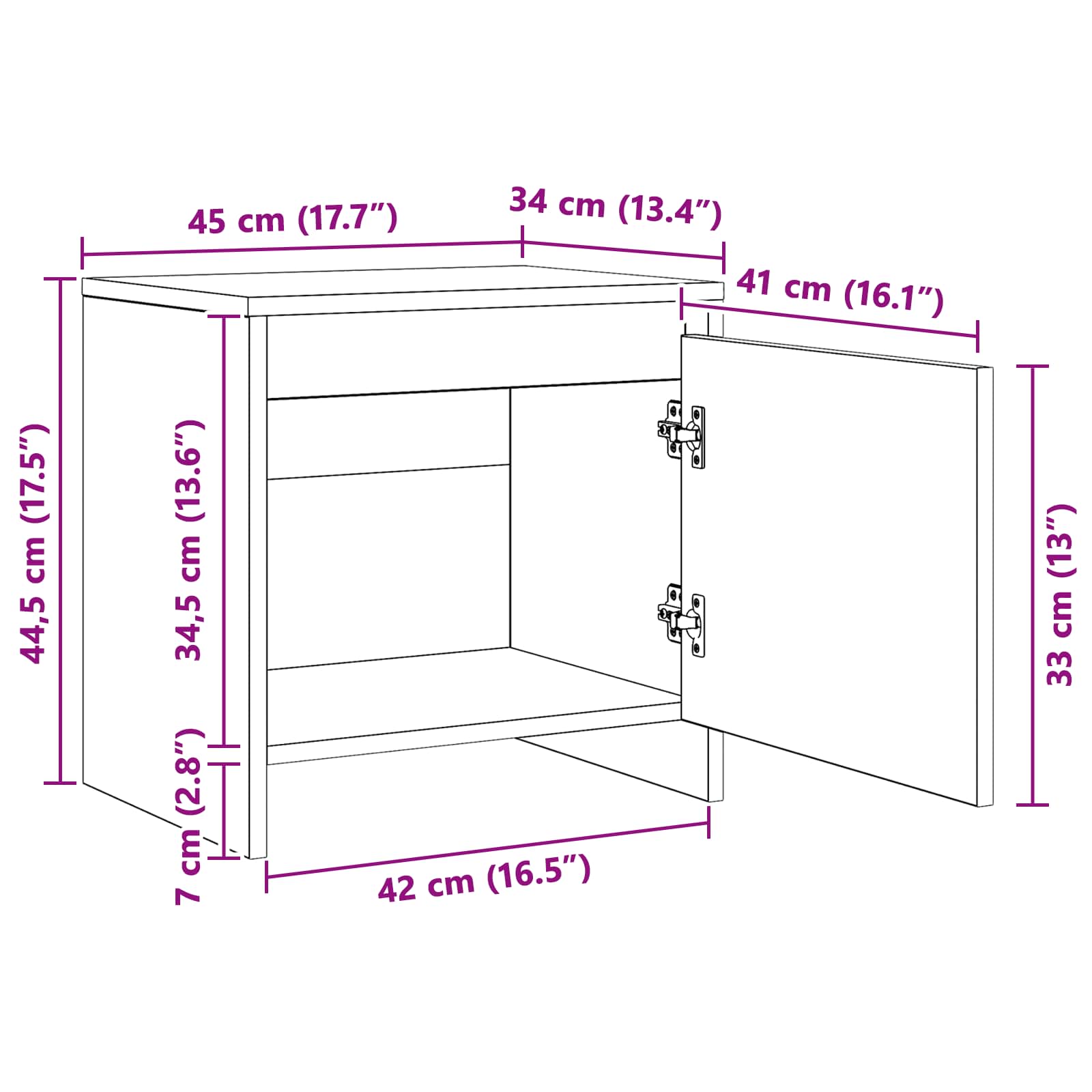 Noćni ormar Staro drvo 45 x 34 x 44,5 cm Konstruirano drvo