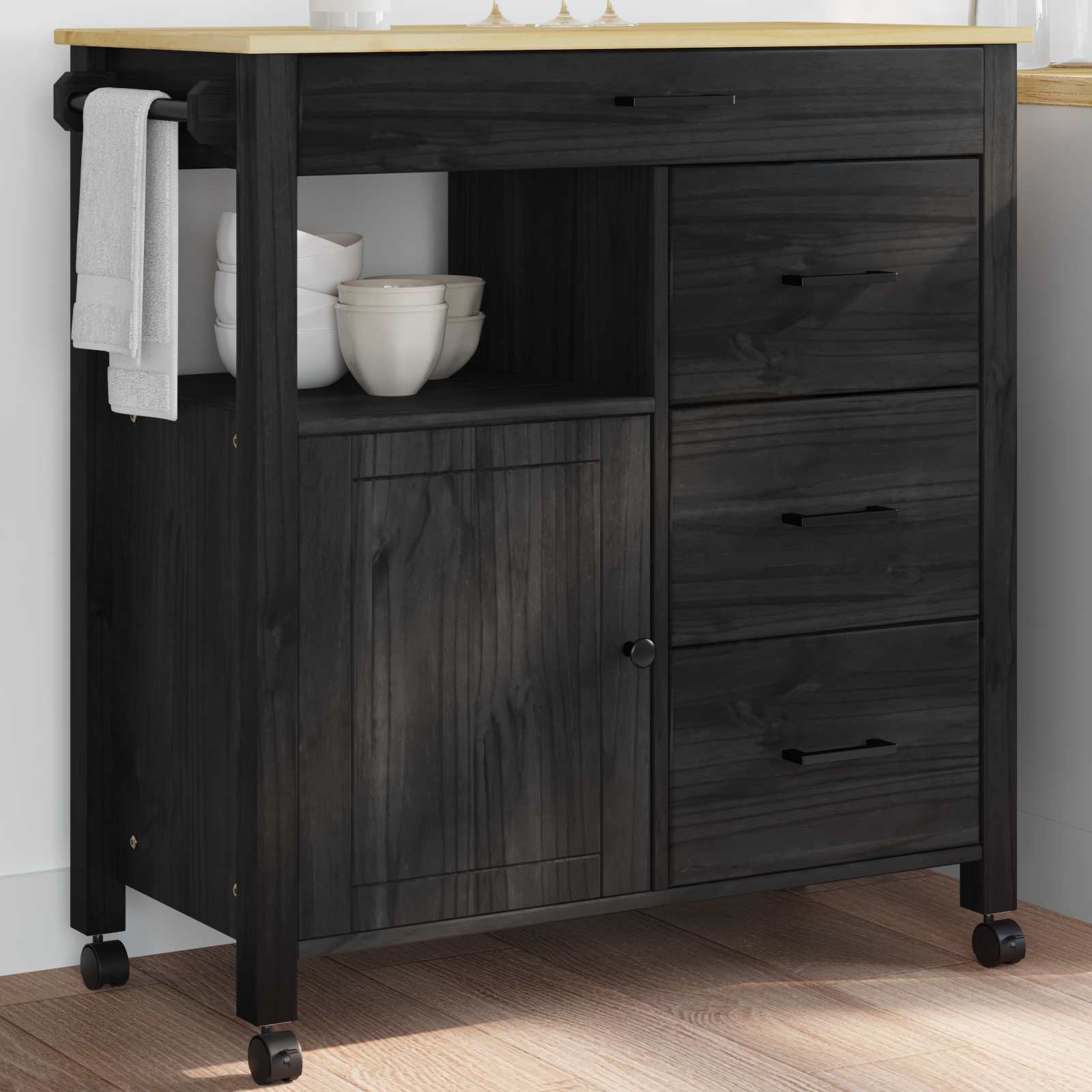 Kuhinjski kolica MONZA Crna 84 x 40 x 88,5 cm