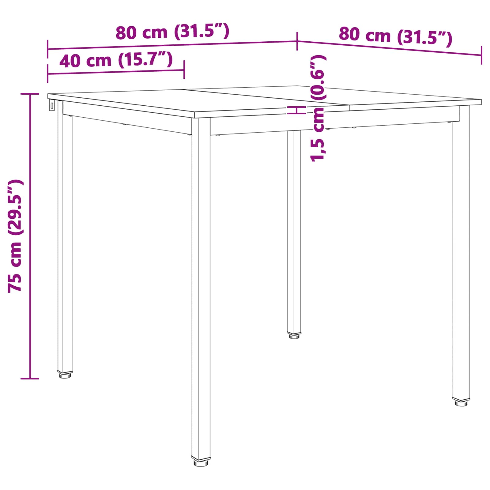 Stol za objedovanje Prirodna 80 x 80 x 75 cm Čvrsto borovo drvo