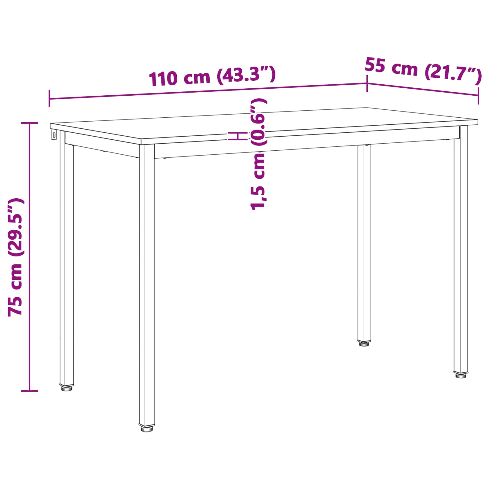 Stol za objedovanje Prirodna 110 x 55 x 75 cm