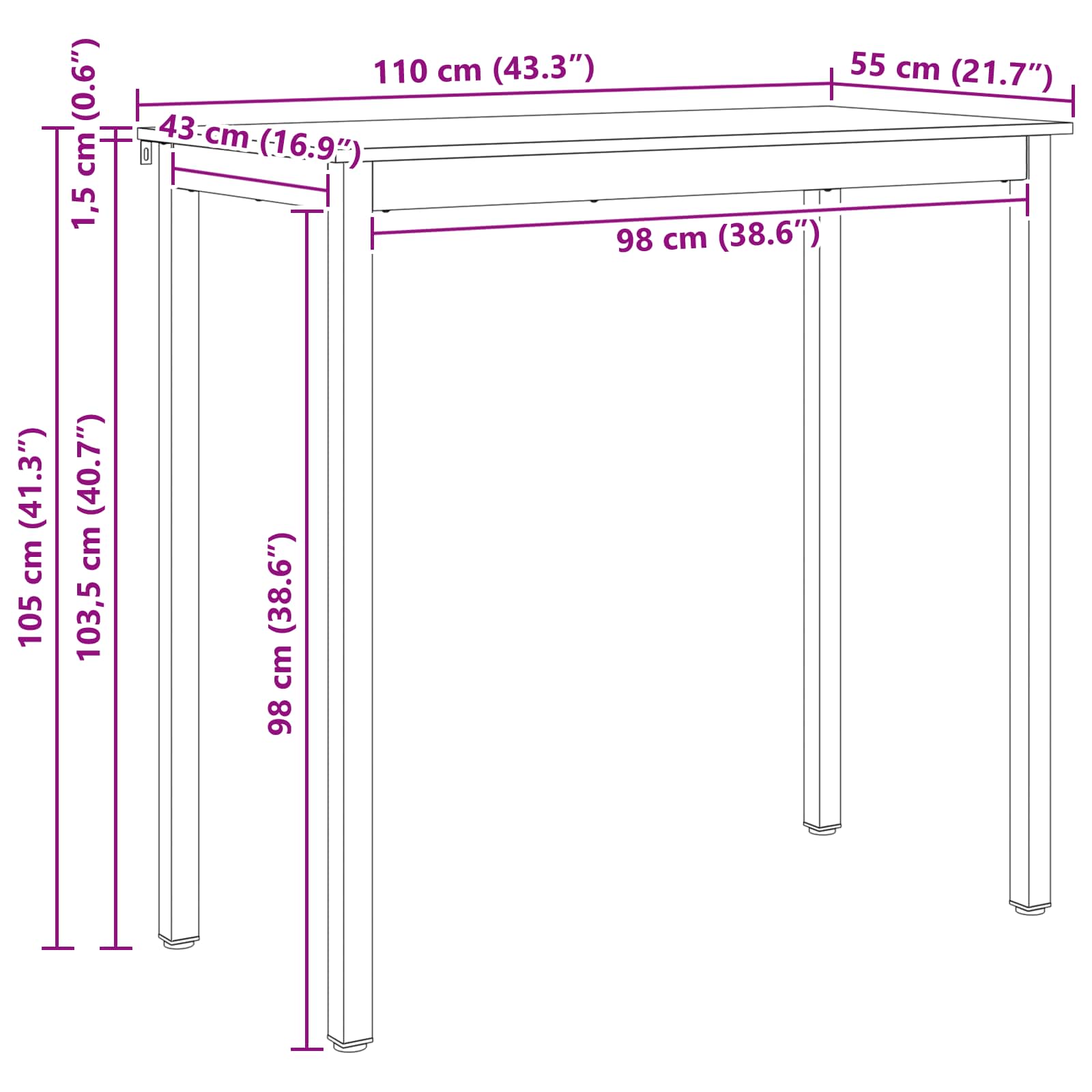 Stol za bar Prirodna 110 x 55 x 105 cm Čvrsto borovo drvo