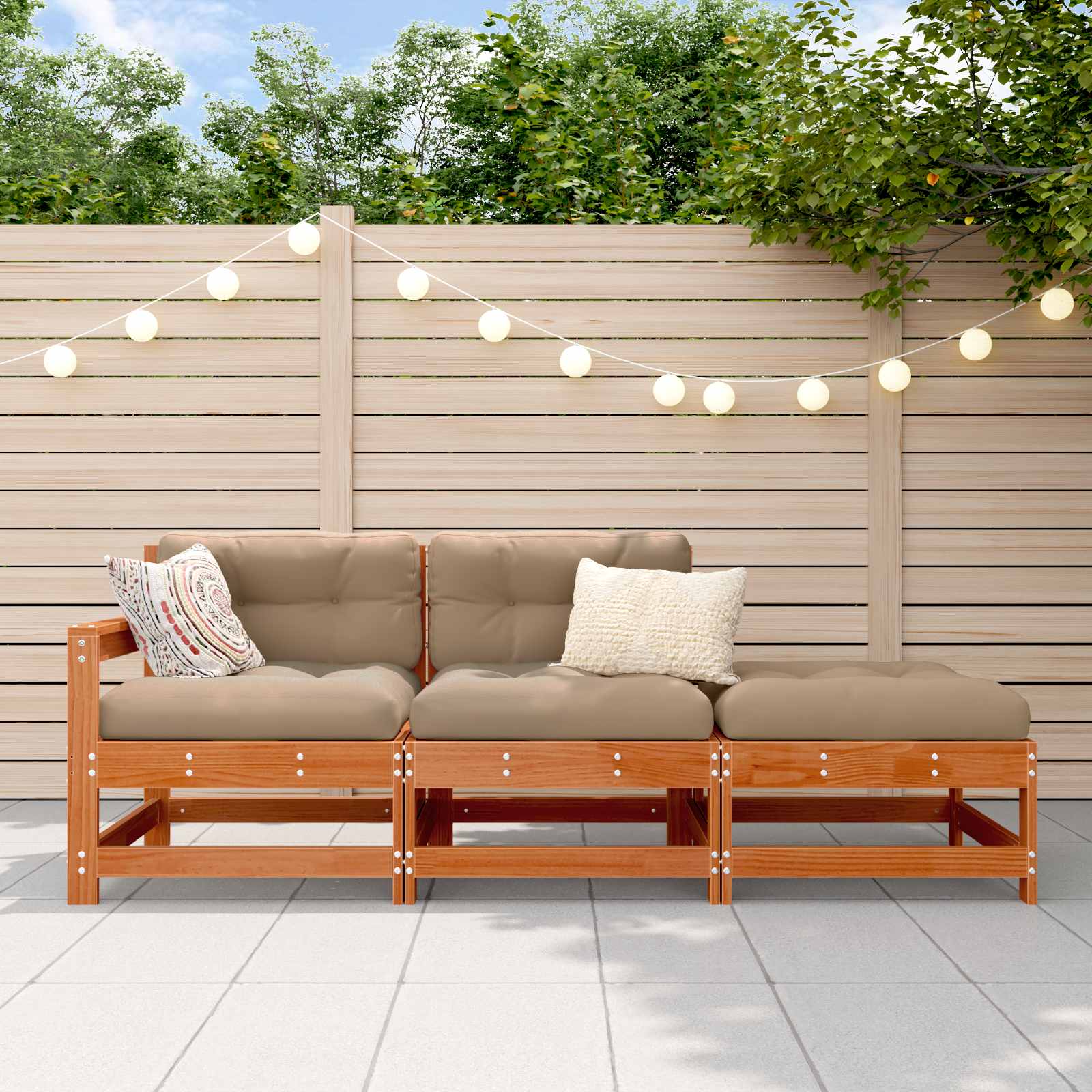 Sekcionalna sofa 3 Komad Vosak Smeđa Masivna borovina