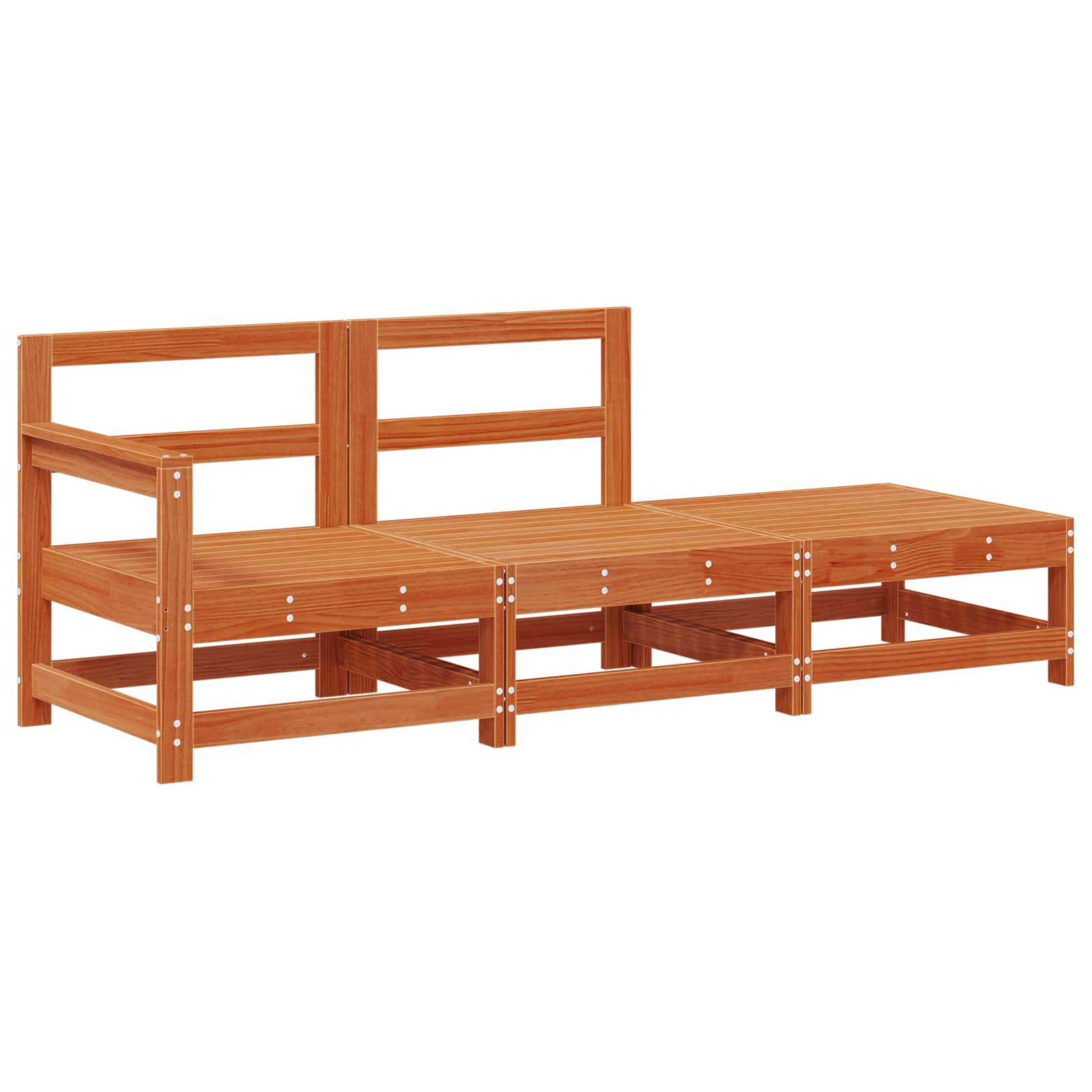 Sekcionalna sofa 3 Komad Vosak Smeđa Masivna borovina