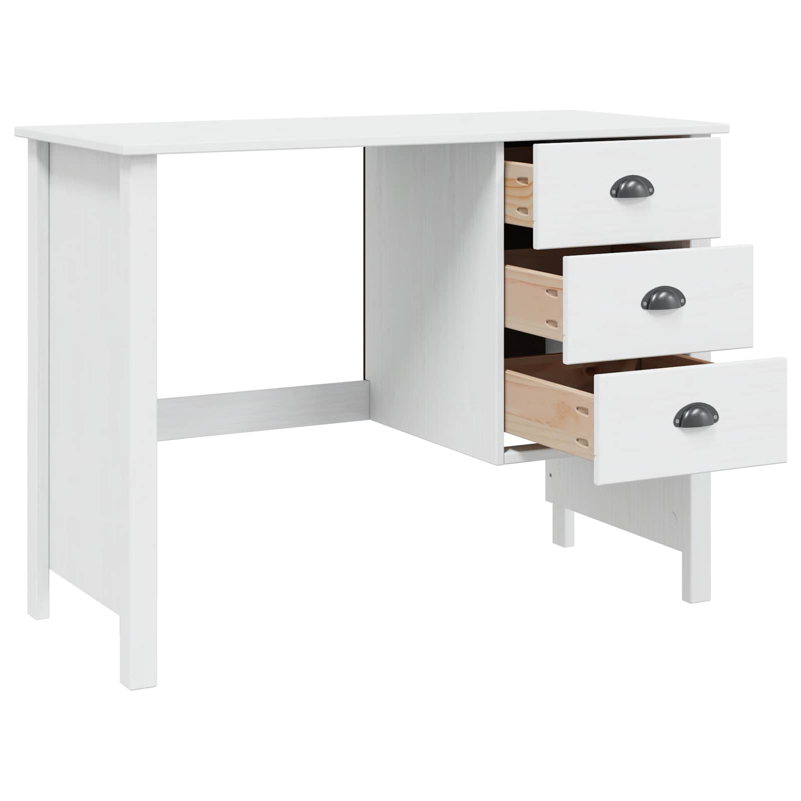 Stol s ladicama HILL Bijelo 100 x 45 x 74 cm Masivna borovina