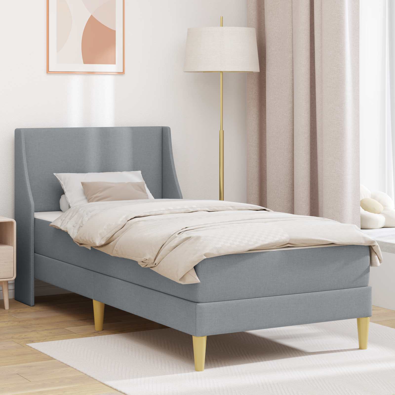 Okvir kreveta s madracem Svijetlo siva 80x 200 cm Poliester