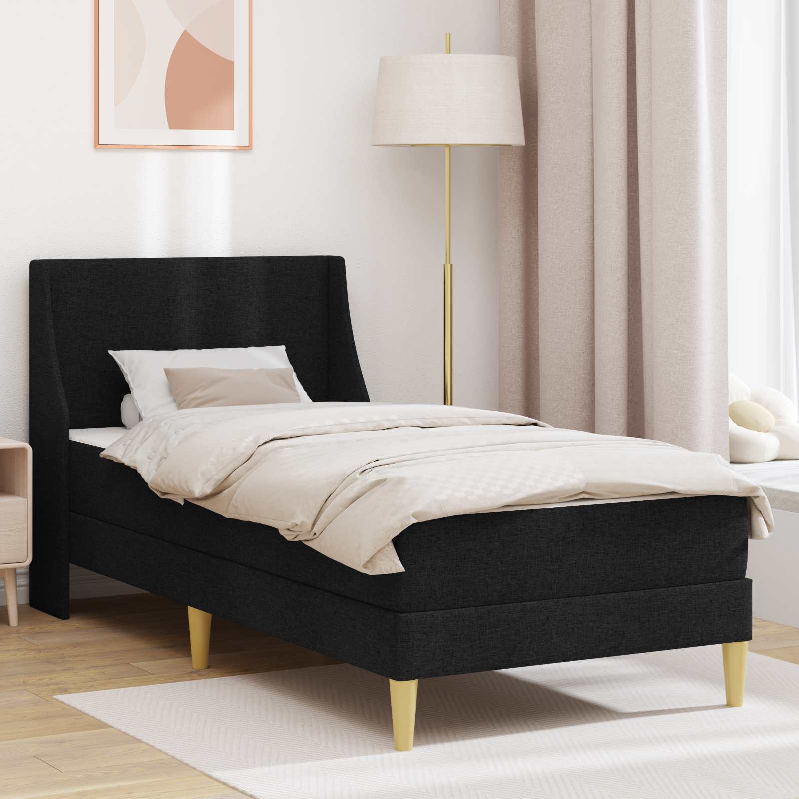 Okvir kreveta s madracem Crna 90 x 190 cm Poliester