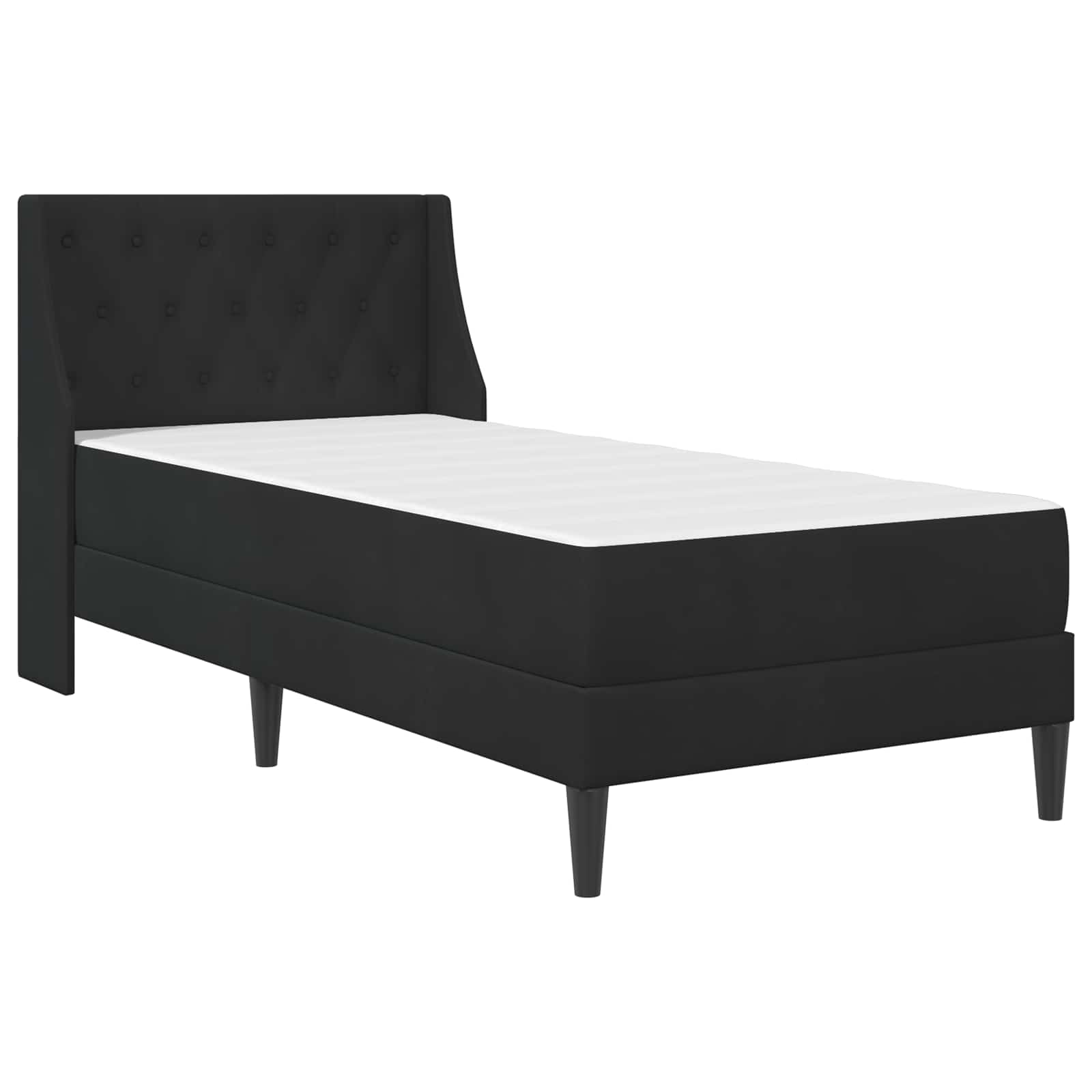 Okvir kreveta s madracem s madracem Crna 90 x 190 cm Baršun