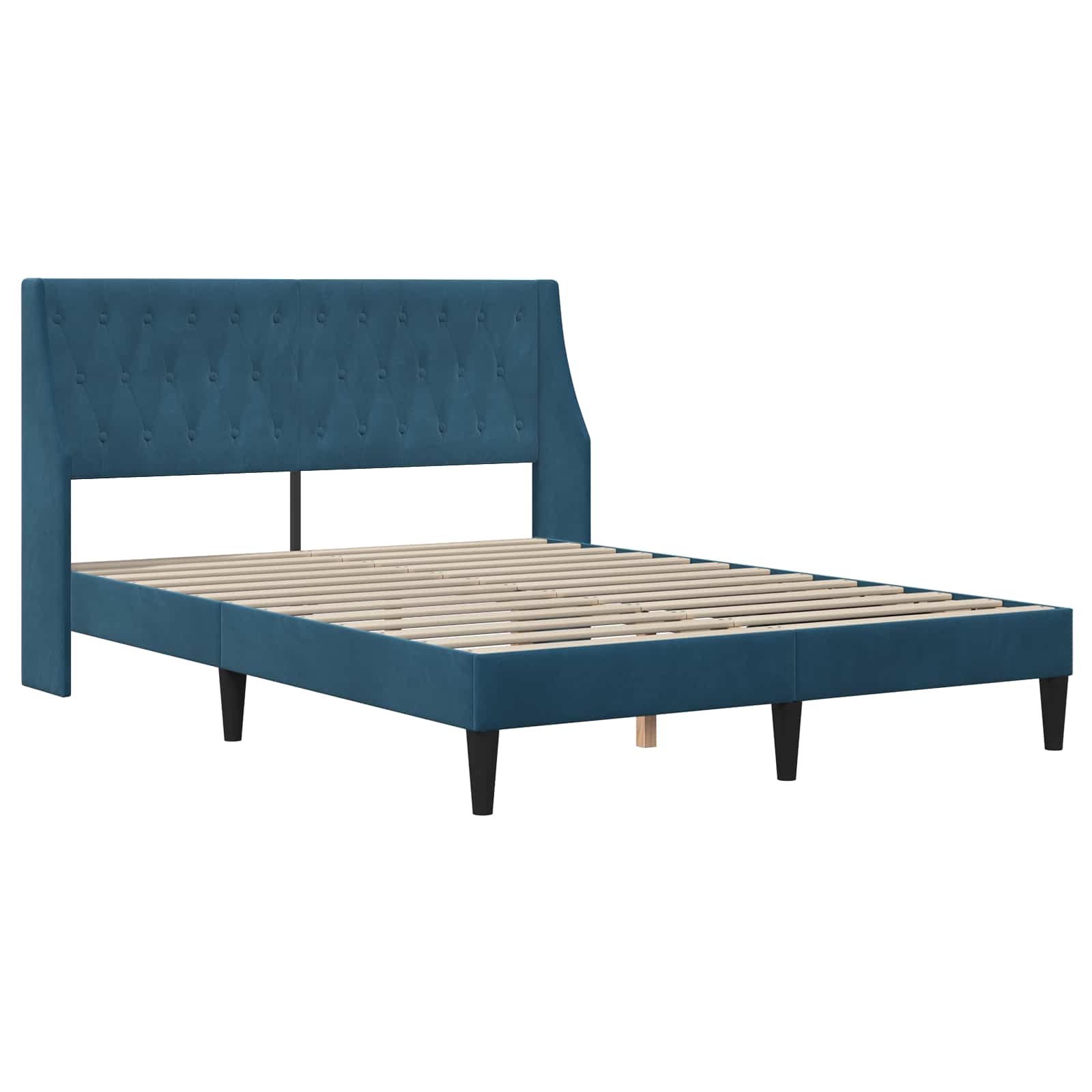 Okvir kreveta s madracem s madracem Plava 140 x 190 cm Baršun