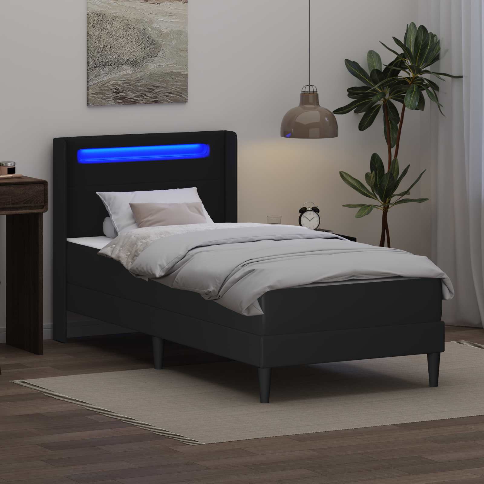 Okvir kreveta s madracem Crna 90 x 190 cm Umjetna koža