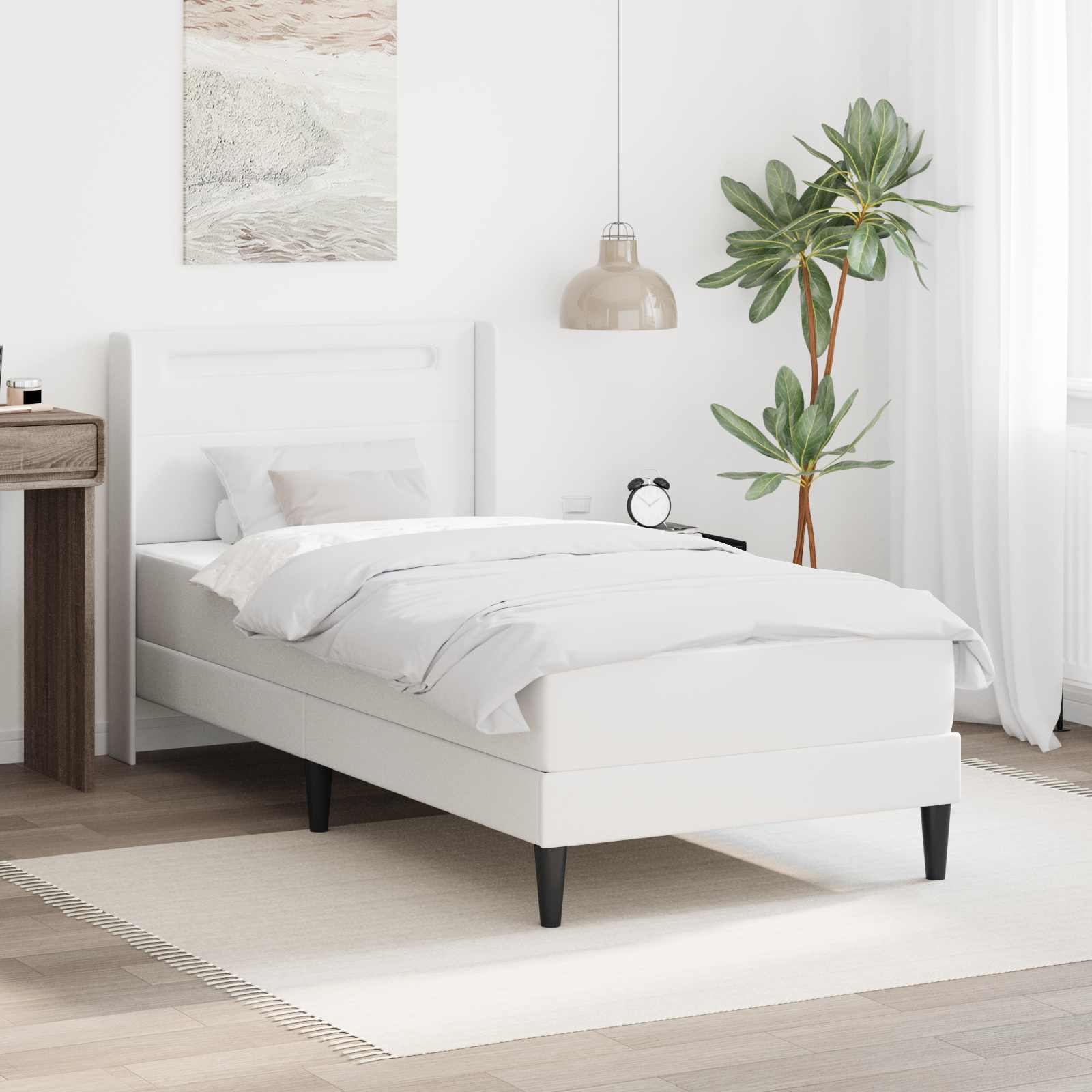 Okvir kreveta s madracem Bijela 90 x 200 cm Umjetna koža