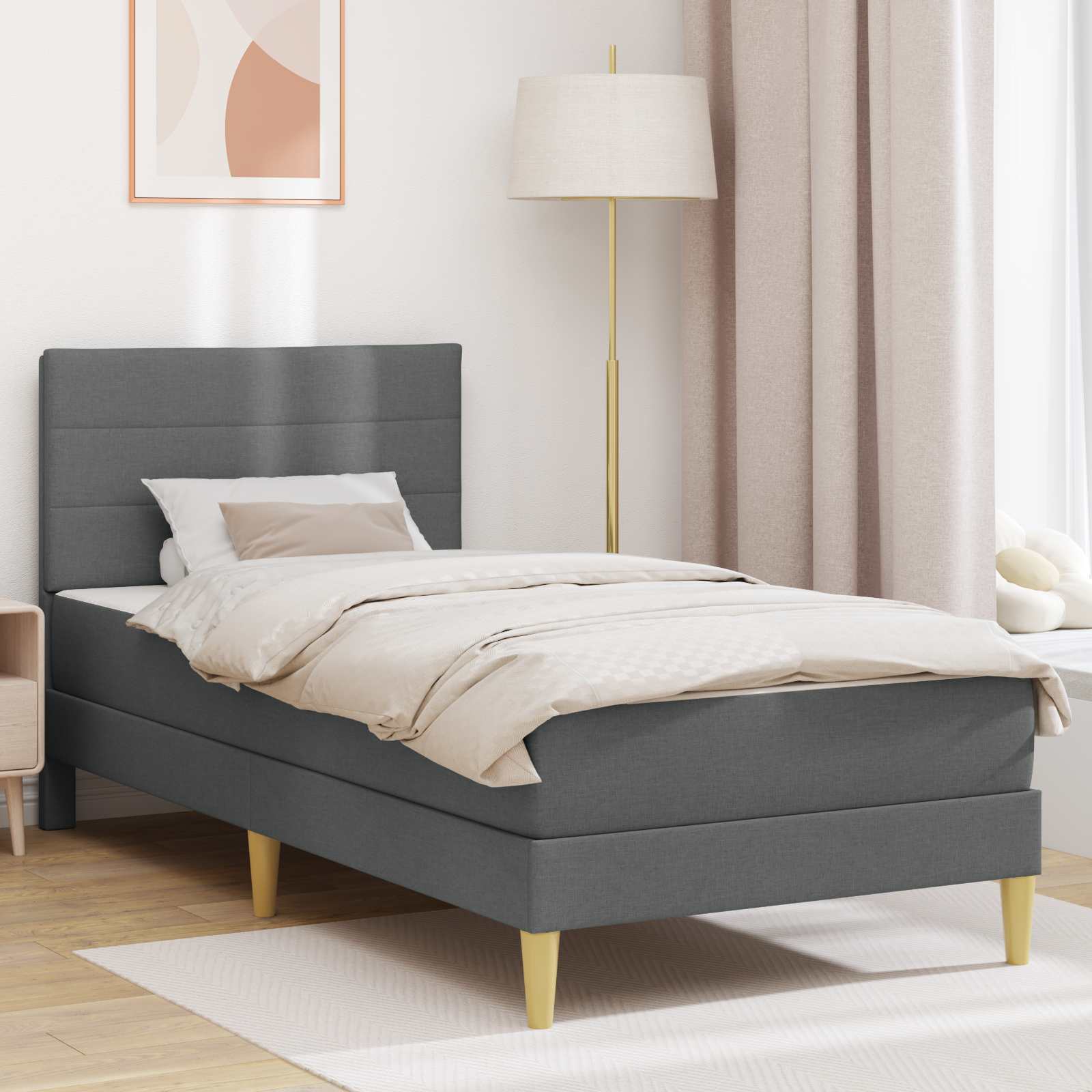 Krevetna konstrukcija Tamno siva 90 x 200 cm Poliester