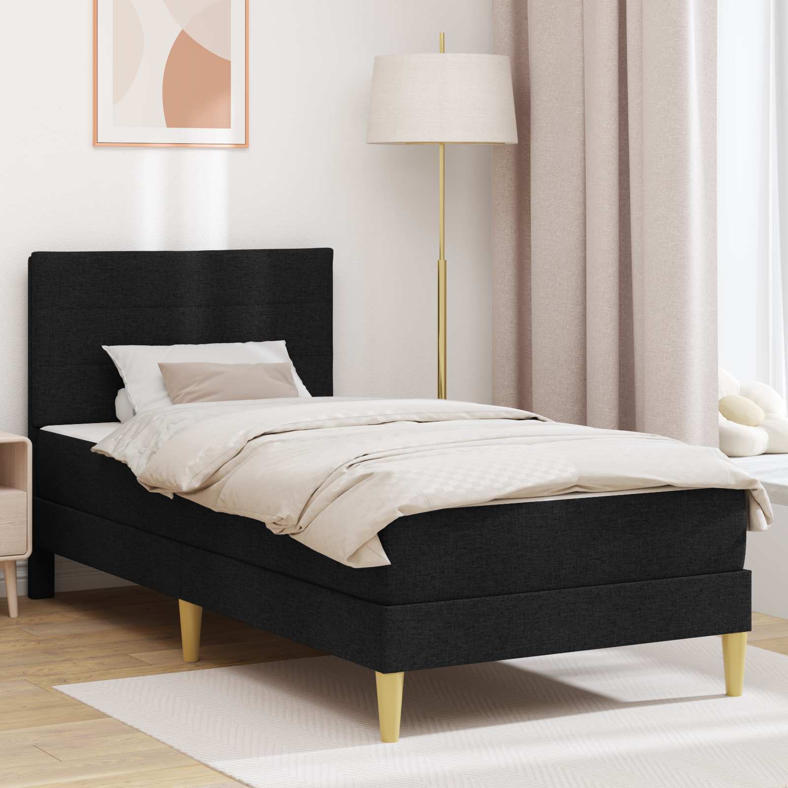 Krevetna konstrukcija Crna 90 x 200 cm Poliester