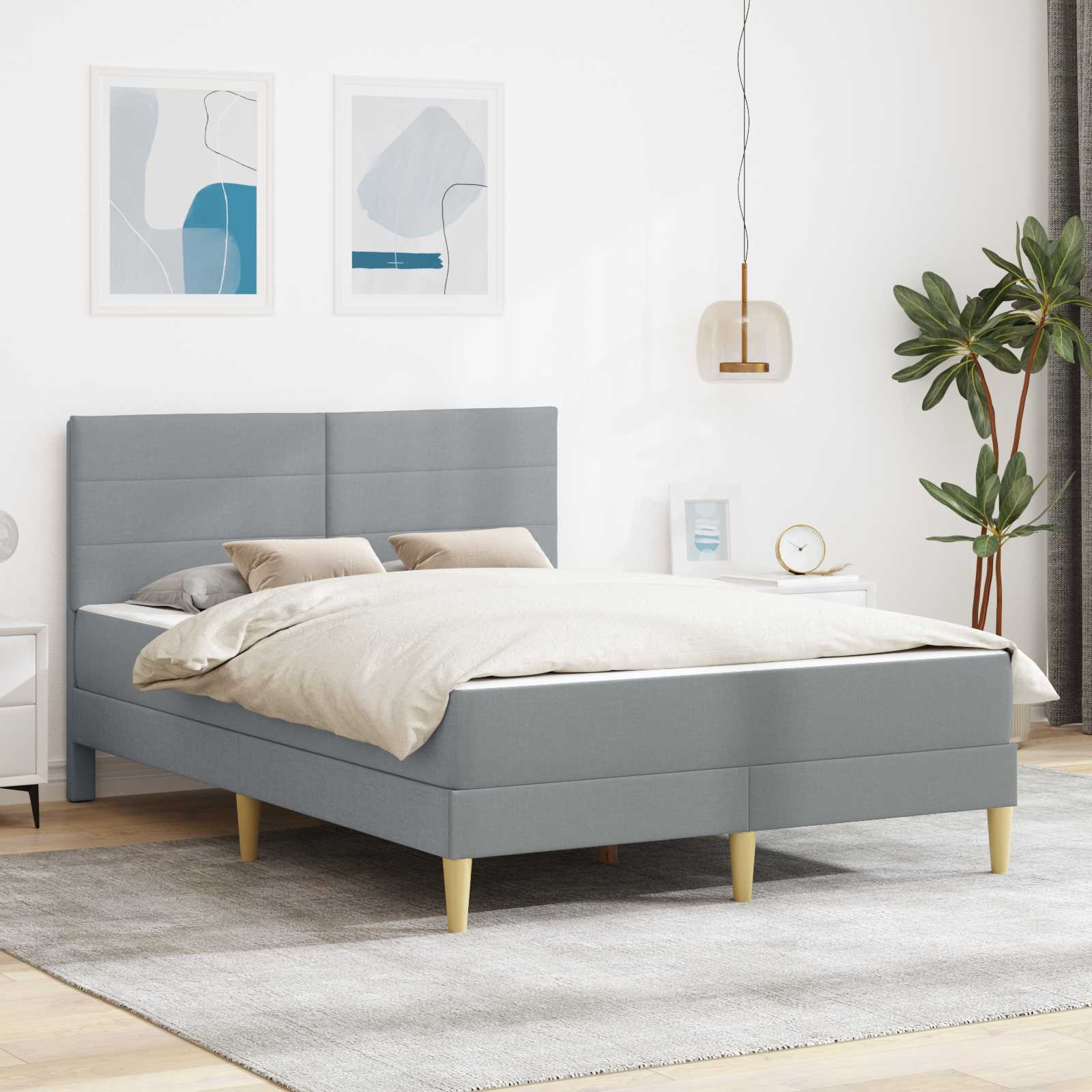 Krevetna konstrukcija Svijetlo siva 120 x 190 cm Poliester