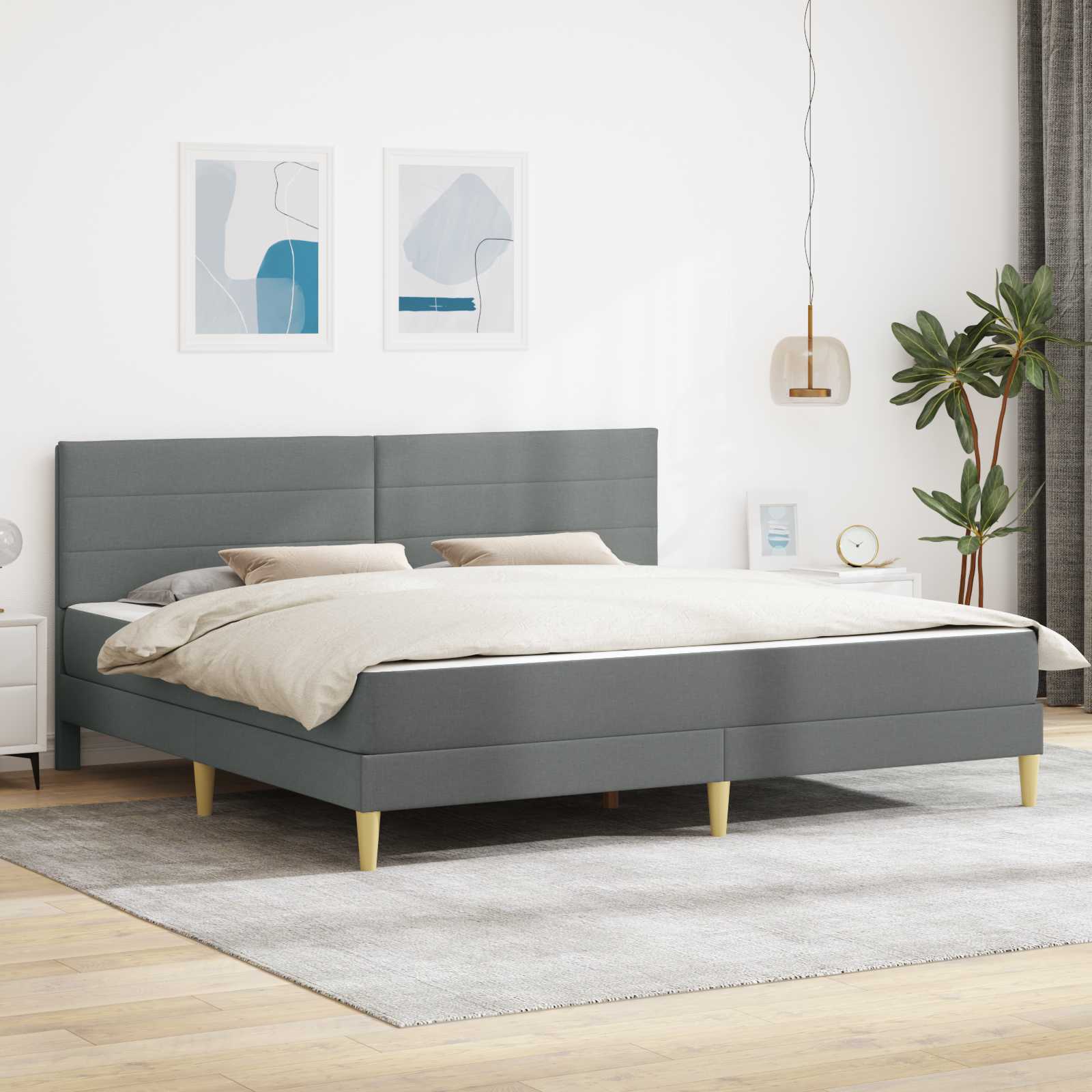 Krevetna konstrukcija Tamno siva 180 x 200 cm Poliester