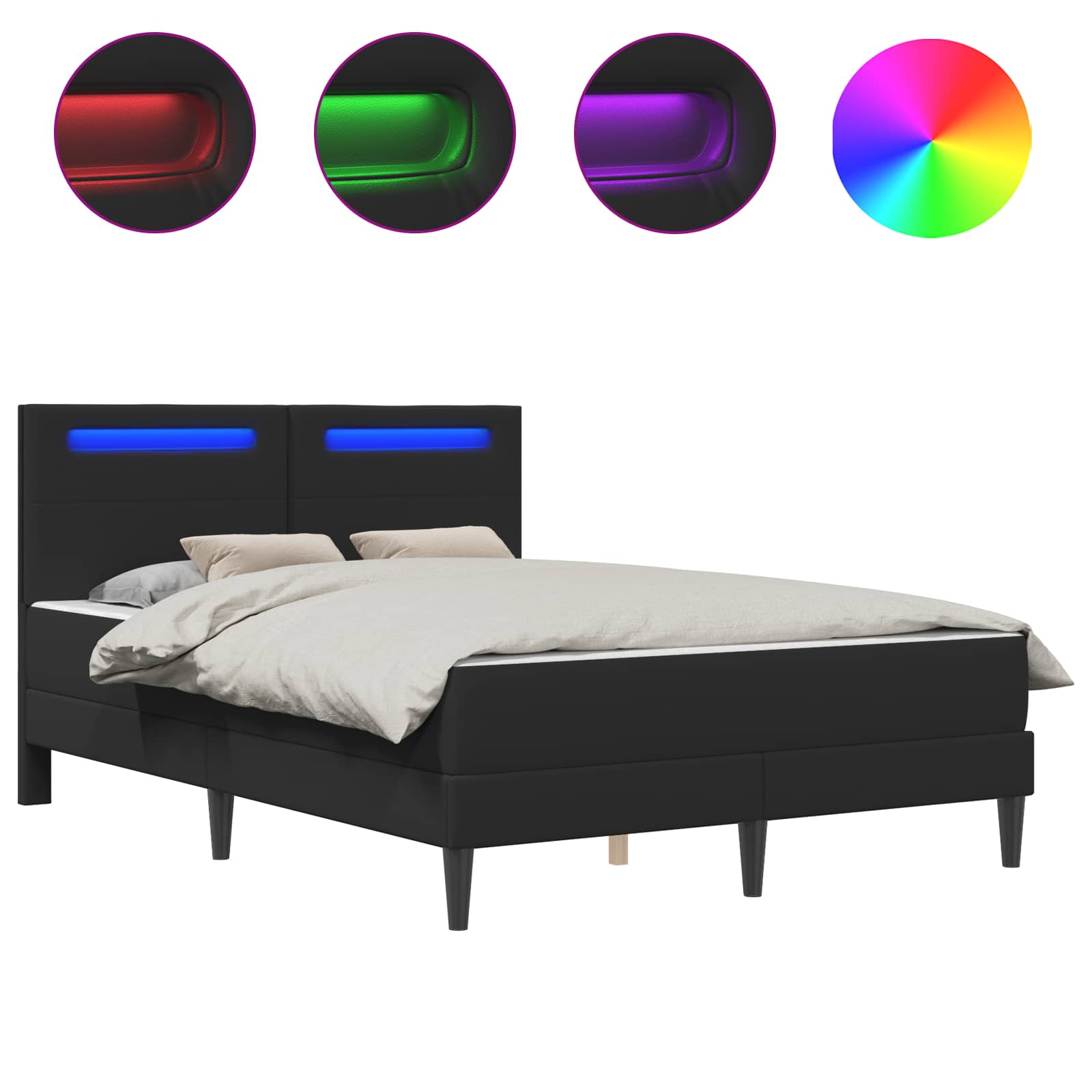 Krevetna konstrukcija s LED trakama 2 pcs Umjetna koža