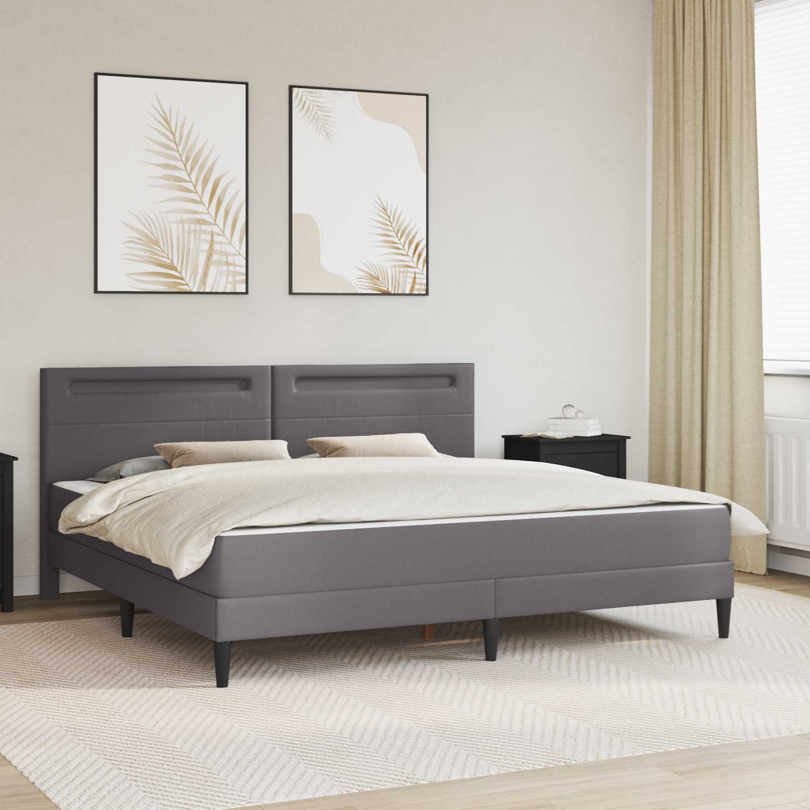 Krevetna konstrukcija Siva 200 x 200 cm Umjetna koža