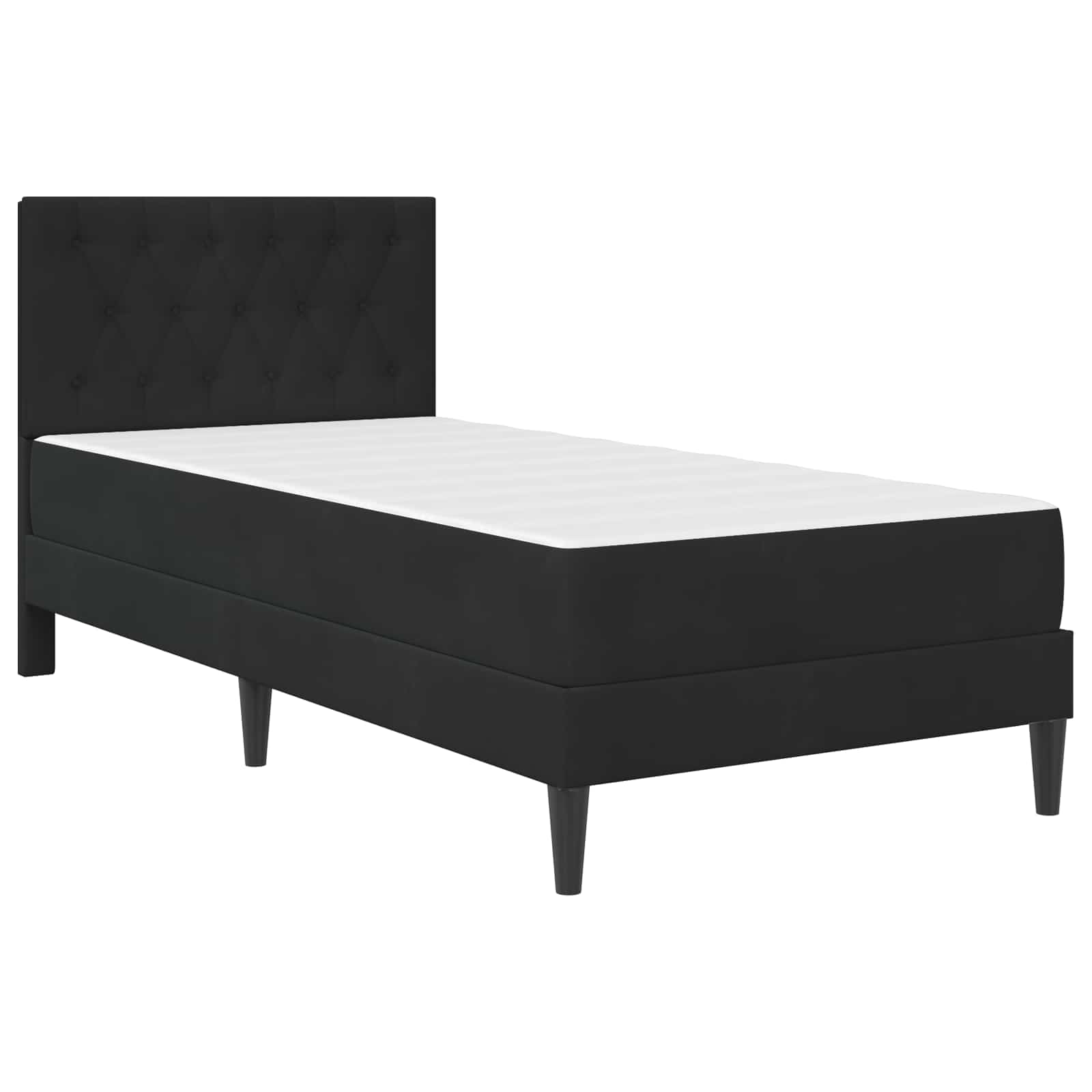 Okvir kreveta s madracem s uzglavljem Crna 90 x 200 cm Baršun