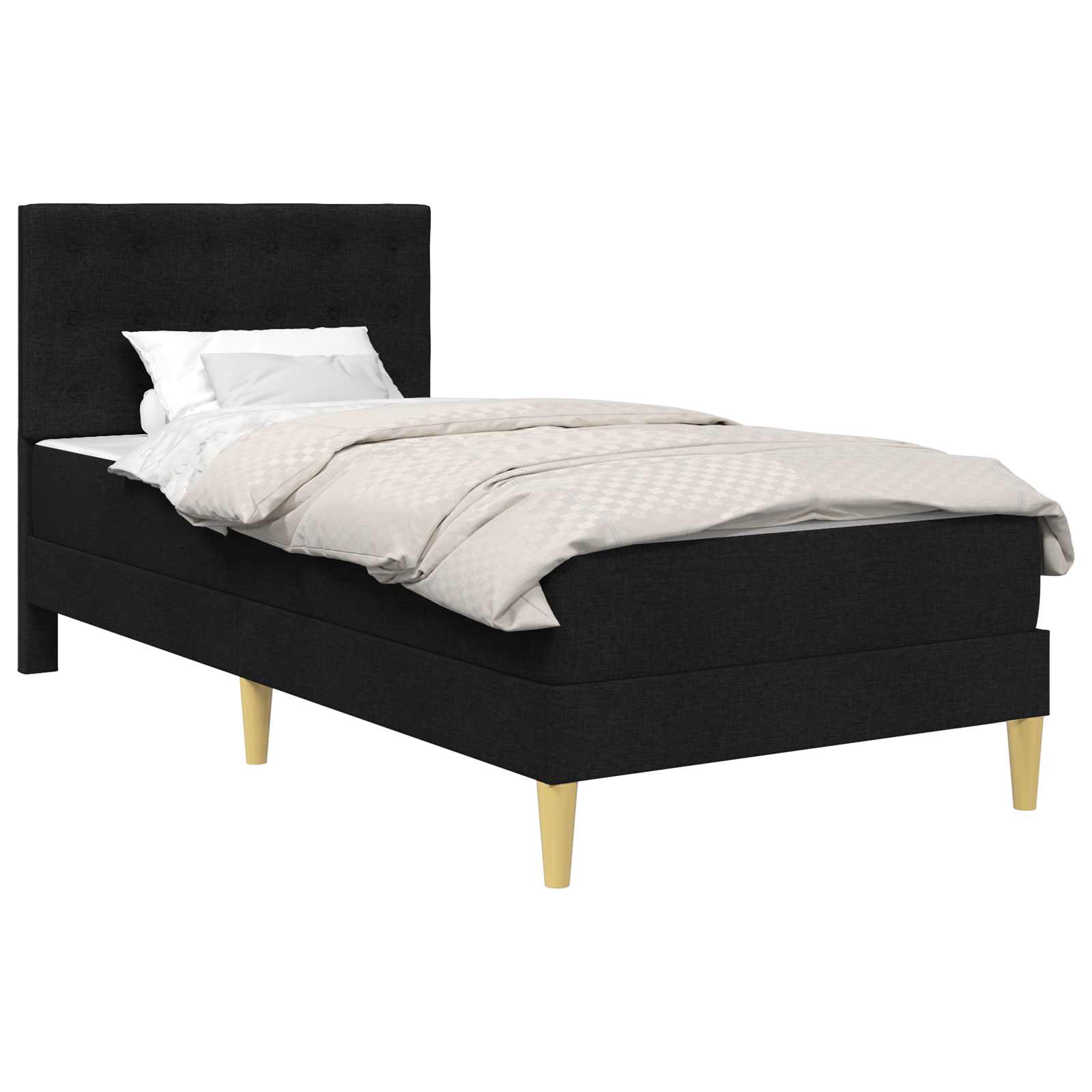 Okvir kreveta s madracem s uzglavljem Crna 90 x 190 cm tkanina