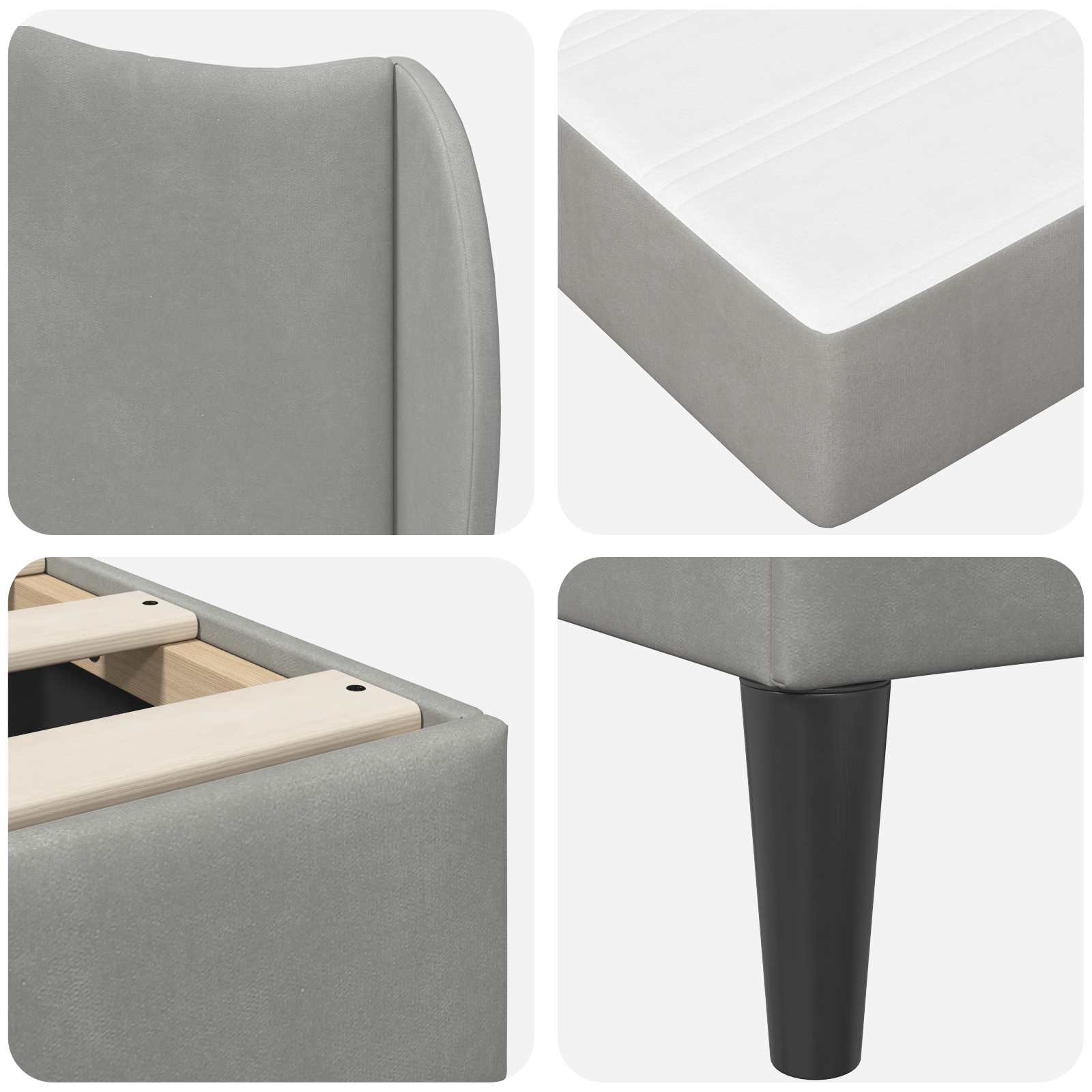 Krevetna konstrukcija 2 pcs Svjetlosiva 90 x 190 cm Baršun