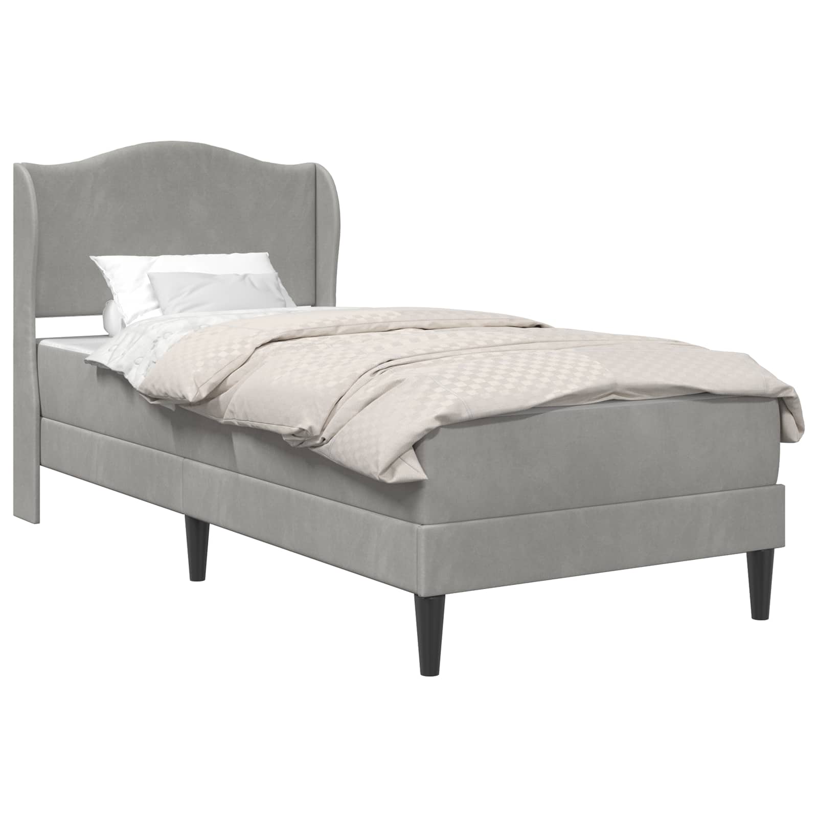 Krevetna konstrukcija 2 pcs Svjetlosiva 90 x 190 cm Baršun