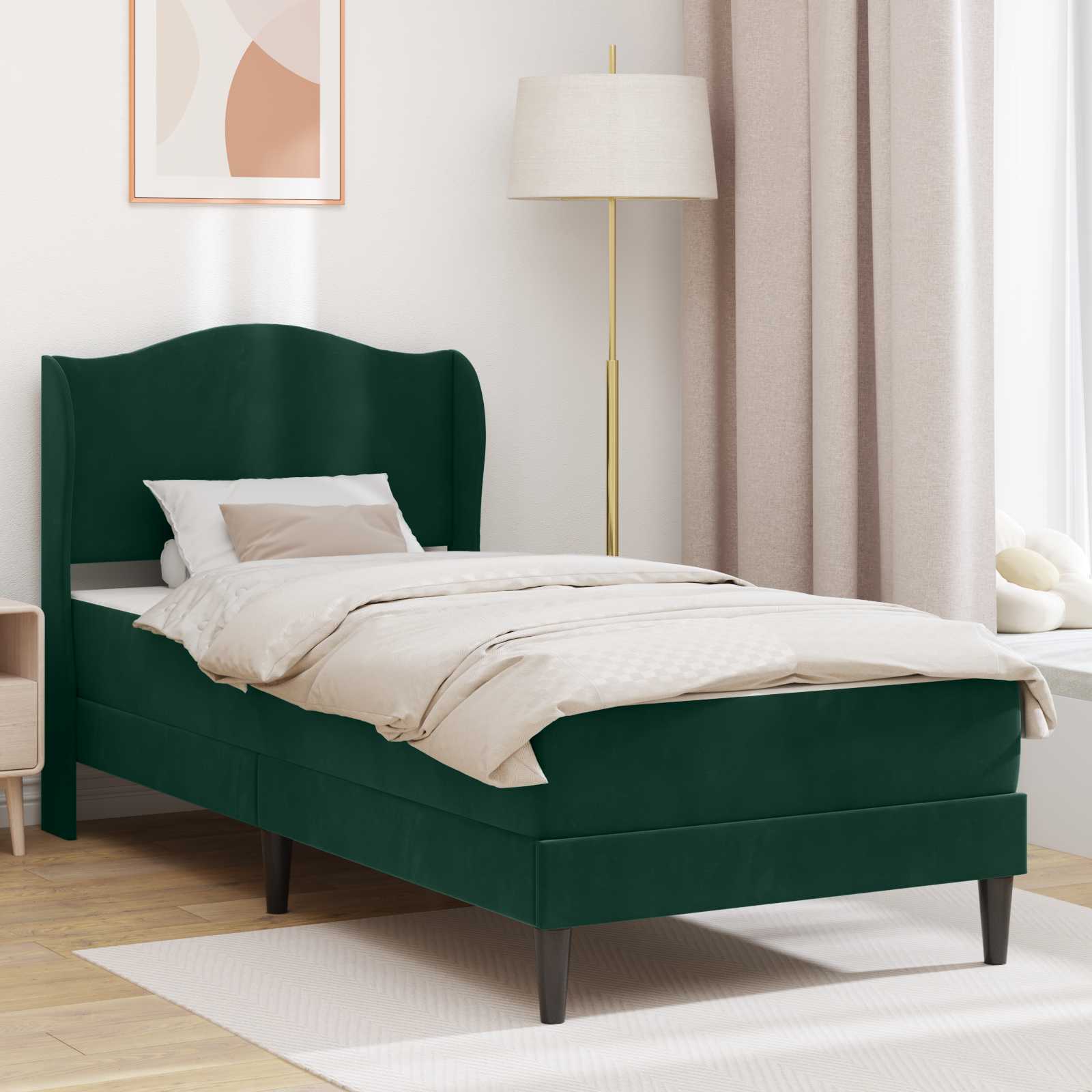 Krevetna konstrukcija 2 pcs Tamnozelena 90 x 190 cm Baršun