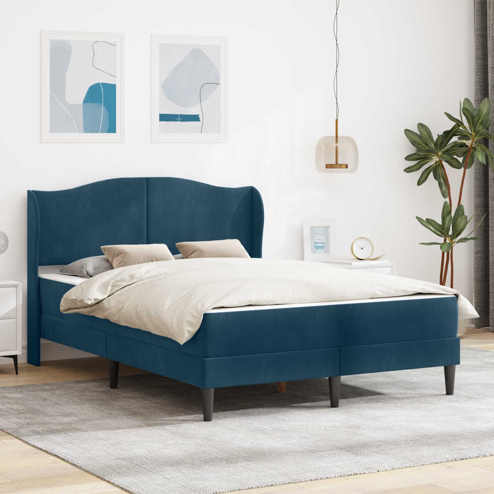 Krevetna konstrukcija 2 pcs Plava 120 x 190 cm Baršun