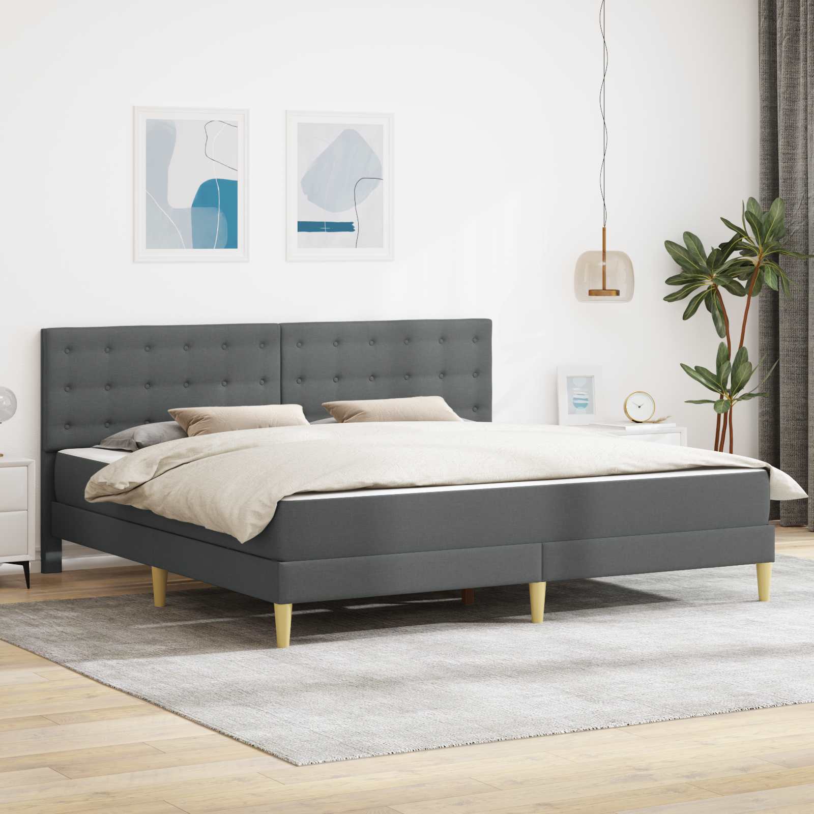Okvir kreveta s madracem Tamno siva 180 x 200 cm tkanina