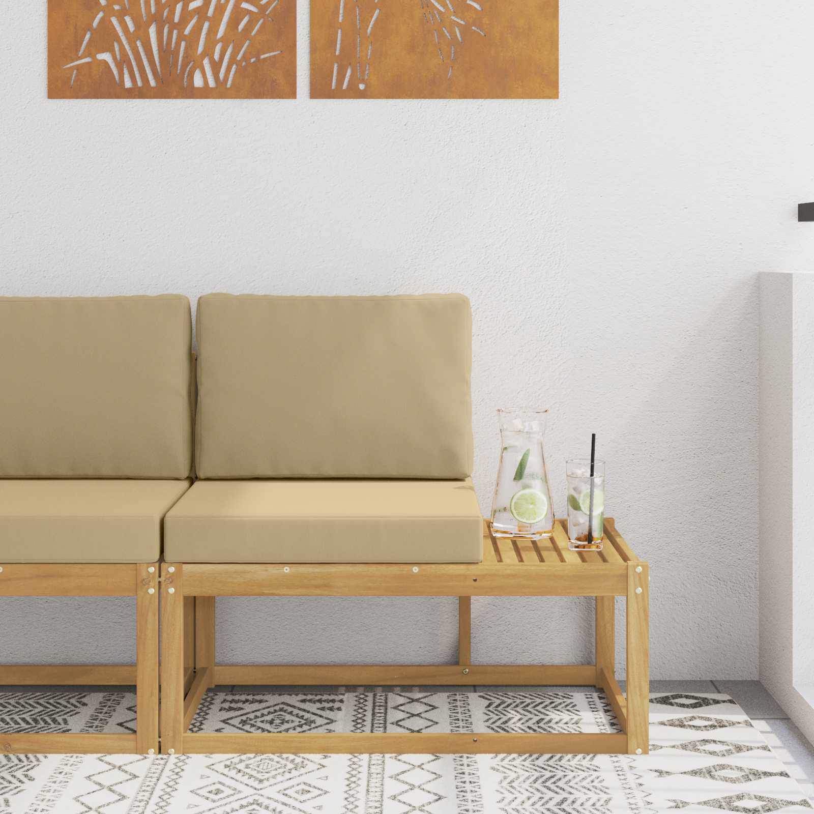 Vanjski krajnji kauč Bijela 91 x 63 x 73 cm Čvrsto drvo akacije