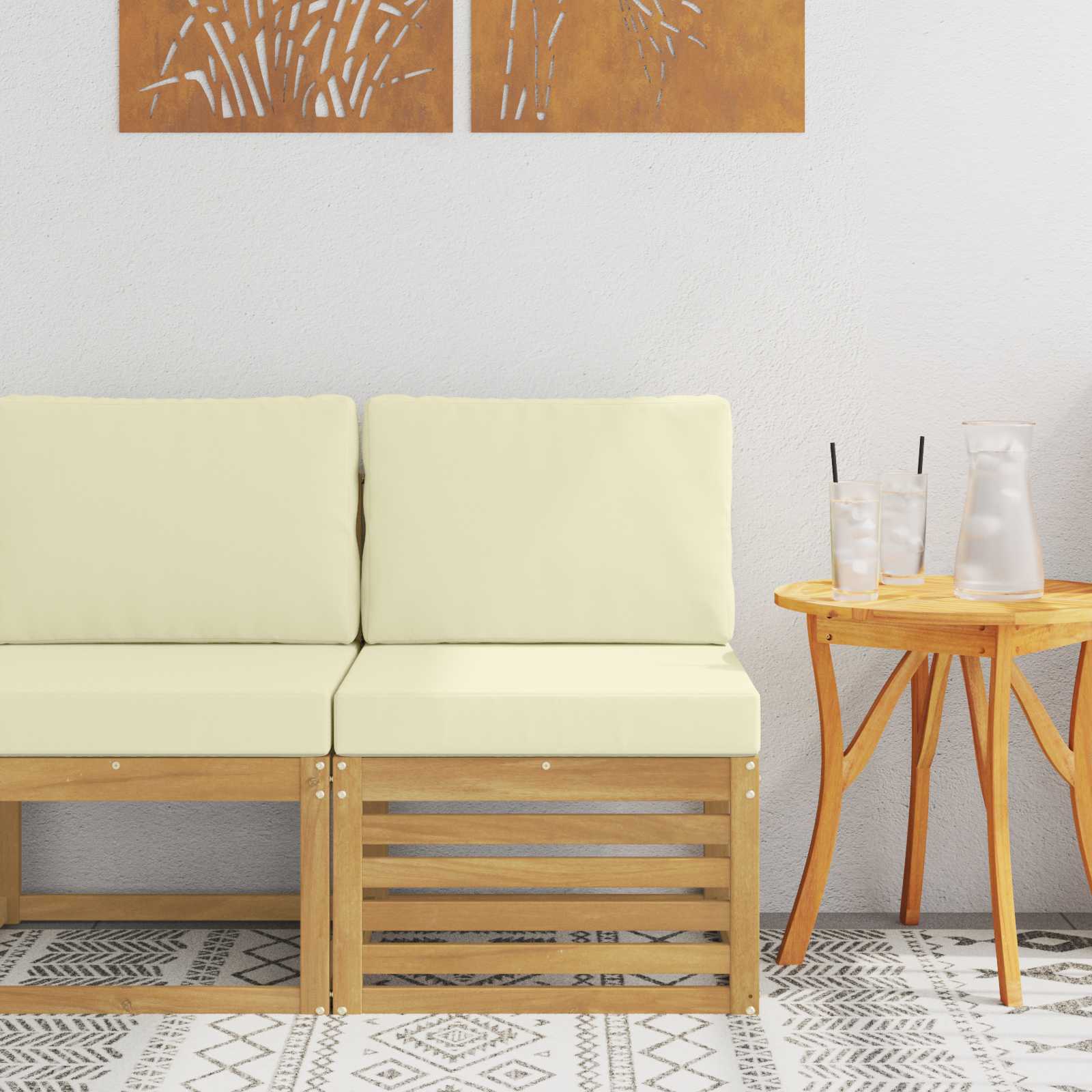 Srednja sofa za van Čvrsto drvo akacije Bijela