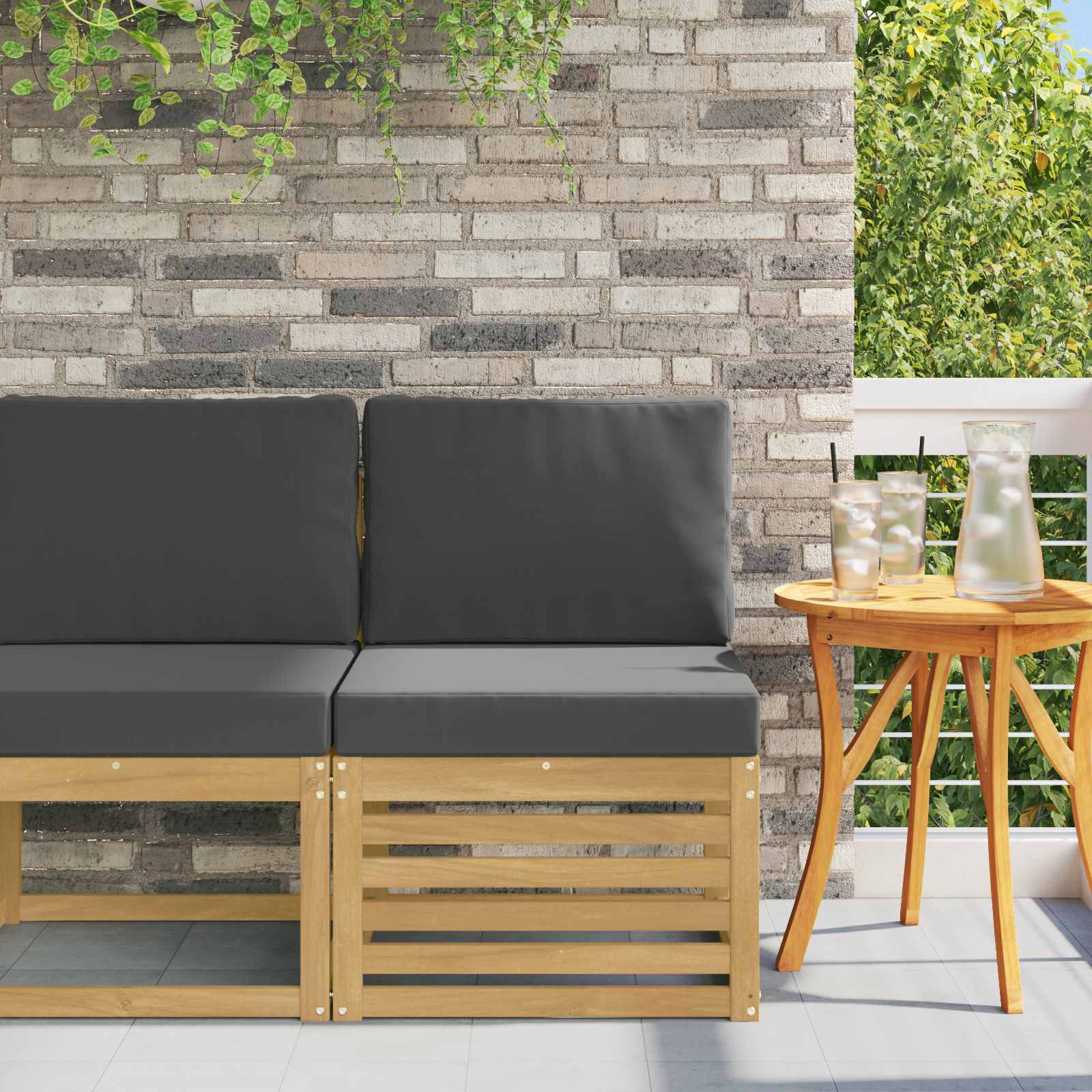 Srednja sofa za van Čvrsto drvo akacije Bijela
