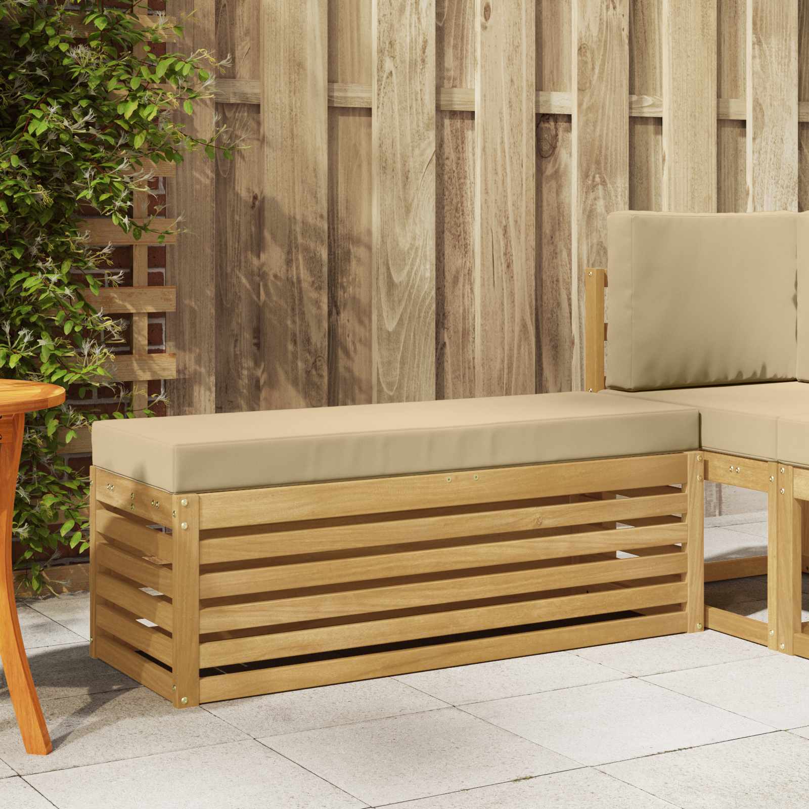 Vanjska stolica klupa s jastukom Bijela 115 x 43 x 45 cm