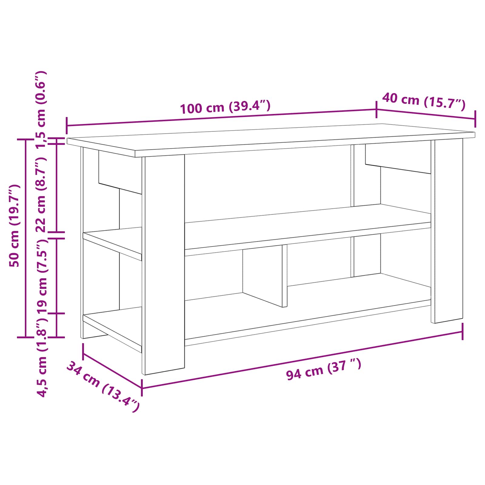 Stalak za TV Crni hrast 100 x 40 x 50 cm