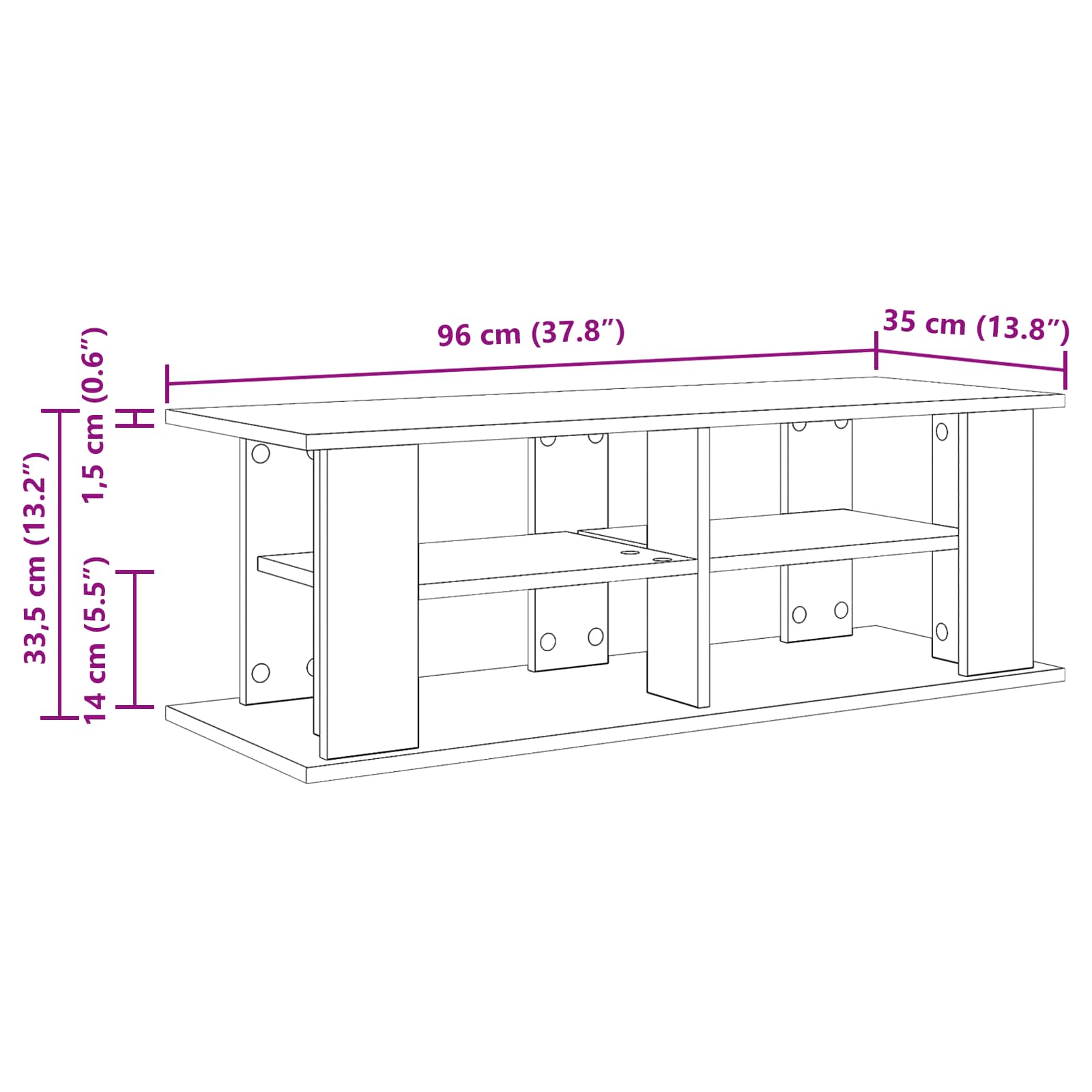 Stalak za TV Dimljeni hrast 96 x 35 x 33,5 cm